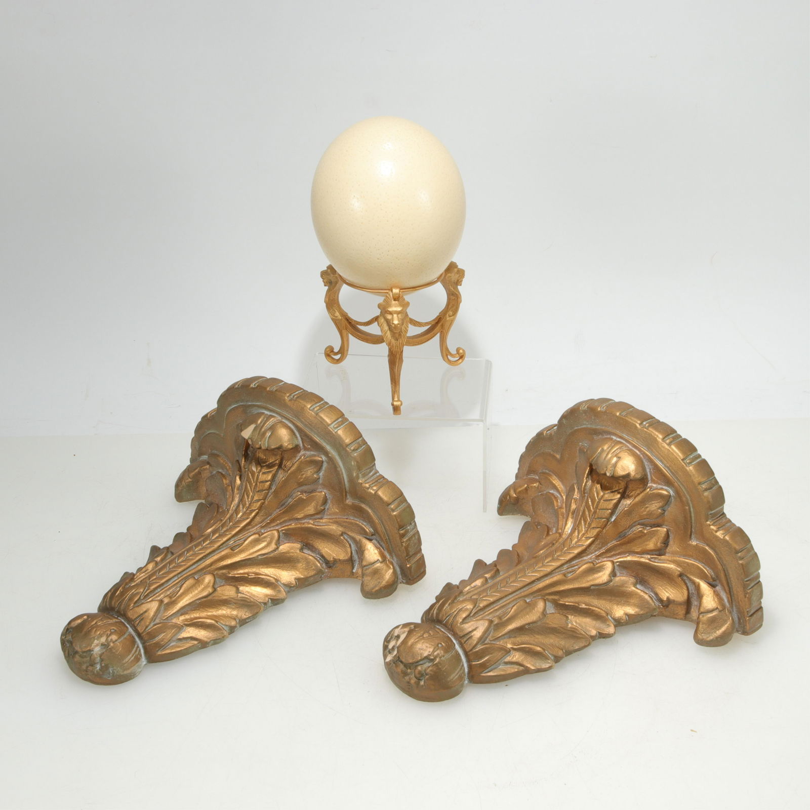 Pair Classical Style Brackets & Ostrich Egg (1 of 5)