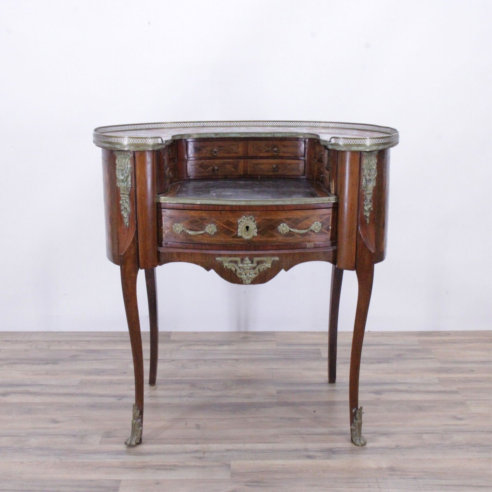 Louis XV Style Kidney Shaped Parquetry Desk (1 of 7)