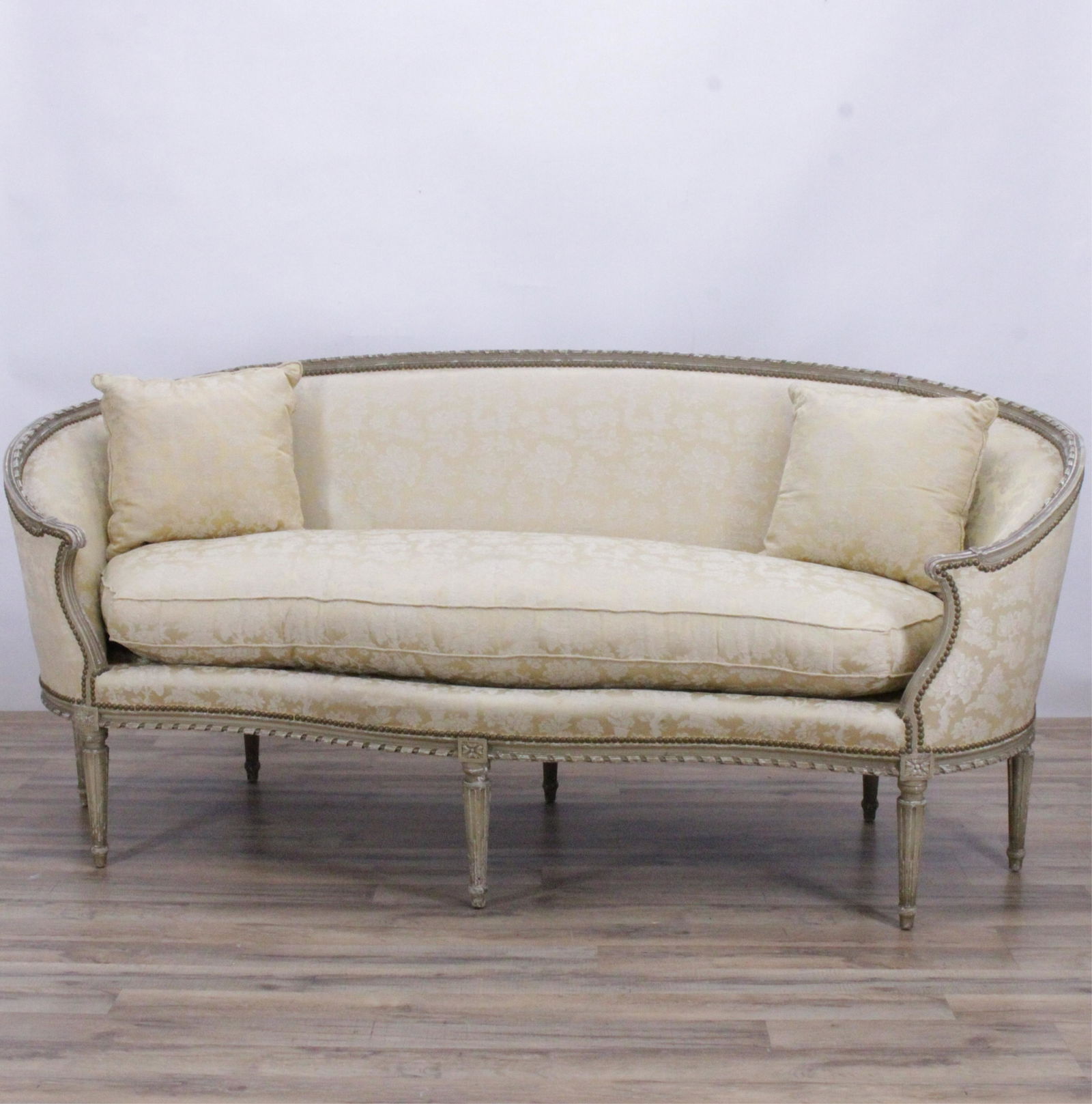 Louis XVI Style Light Green Painted Settee (1 of 7)