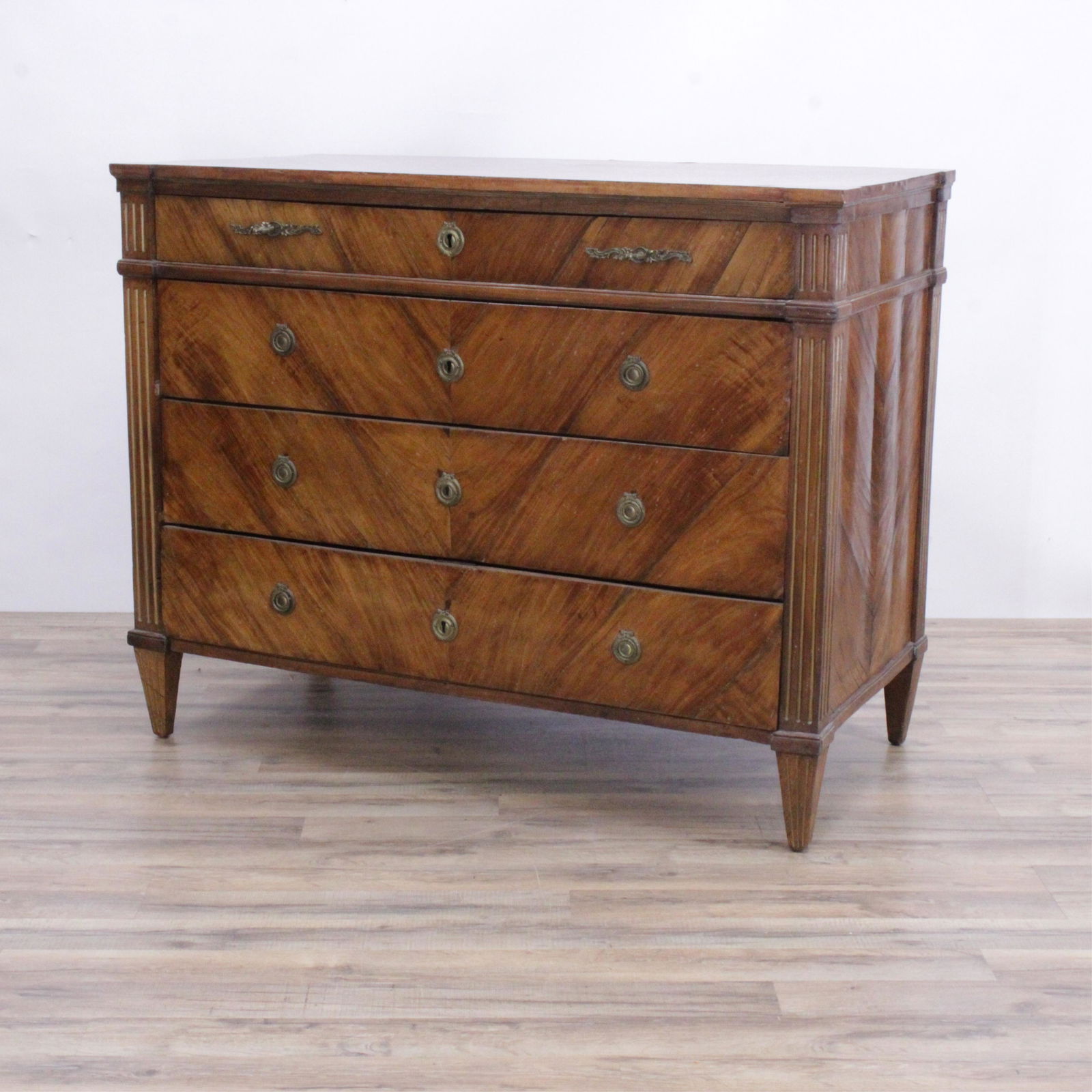 19th C. French Walnut 4 Drawer Bureau (1 of 6)