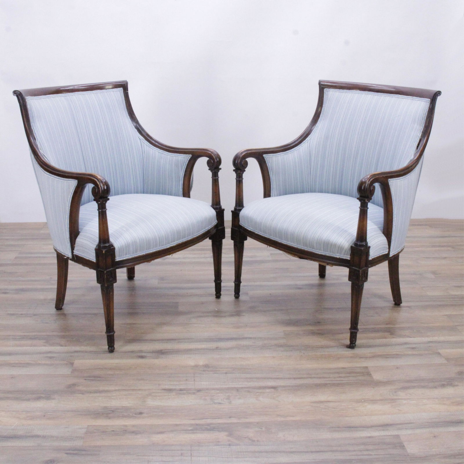 Pair Neo Classical Style Mahogany Armchairs (1 of 8)