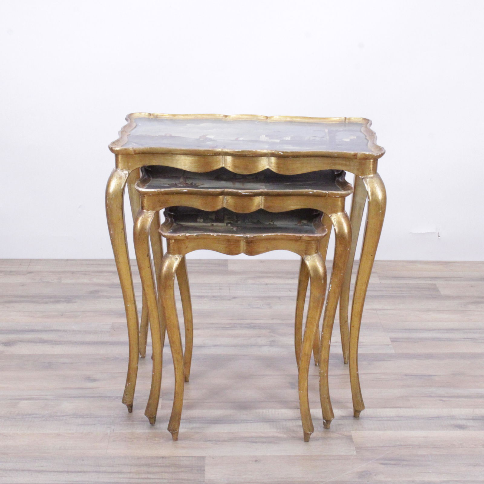 Nest of 3 Venetian Rococo Style Painted Tables (1 of 11)