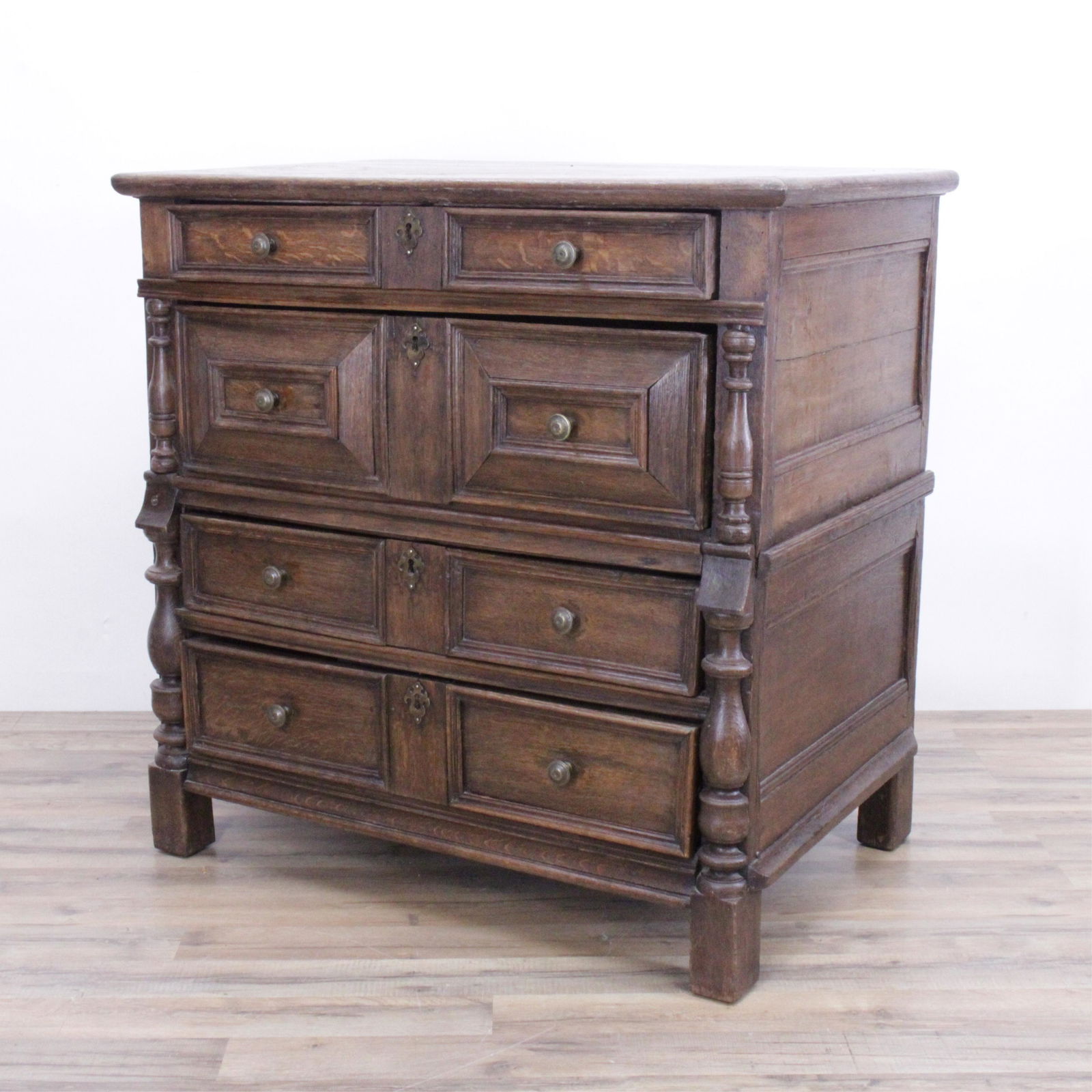 English Baroque Oak Chest of Drawers (1 of 4)