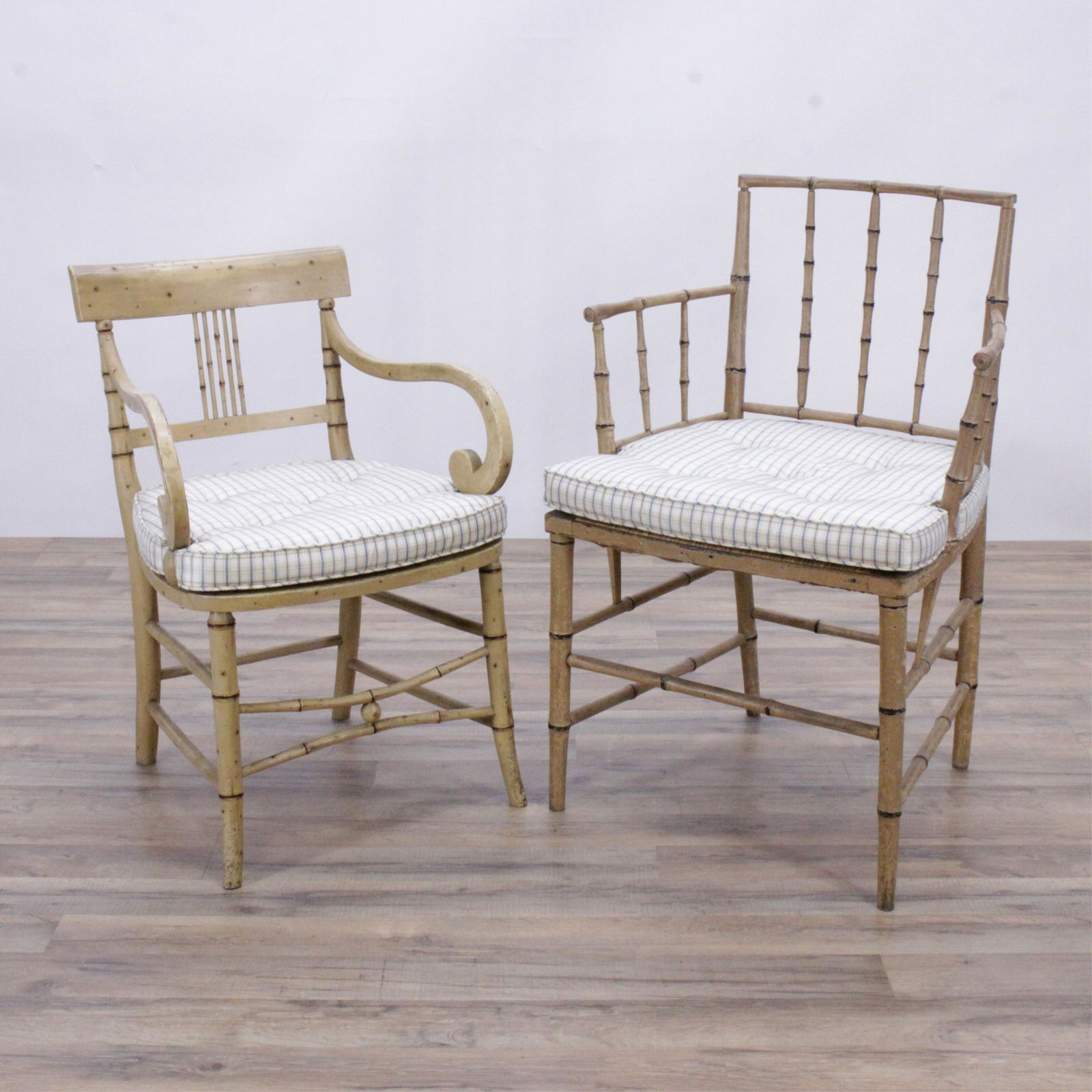 2 Regency Style Cream Faux Bamboo Armchairs (1 of 5)