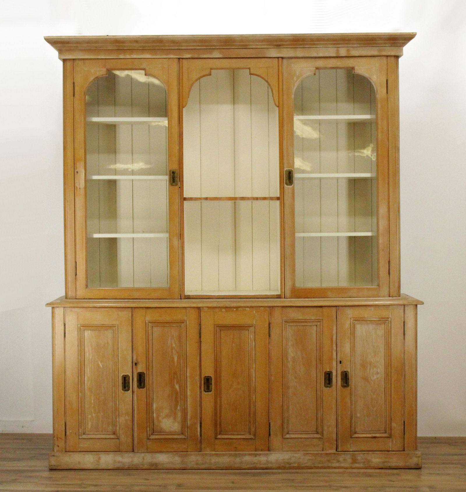 Pine Wood and Glass Breakfront (1 of 7)