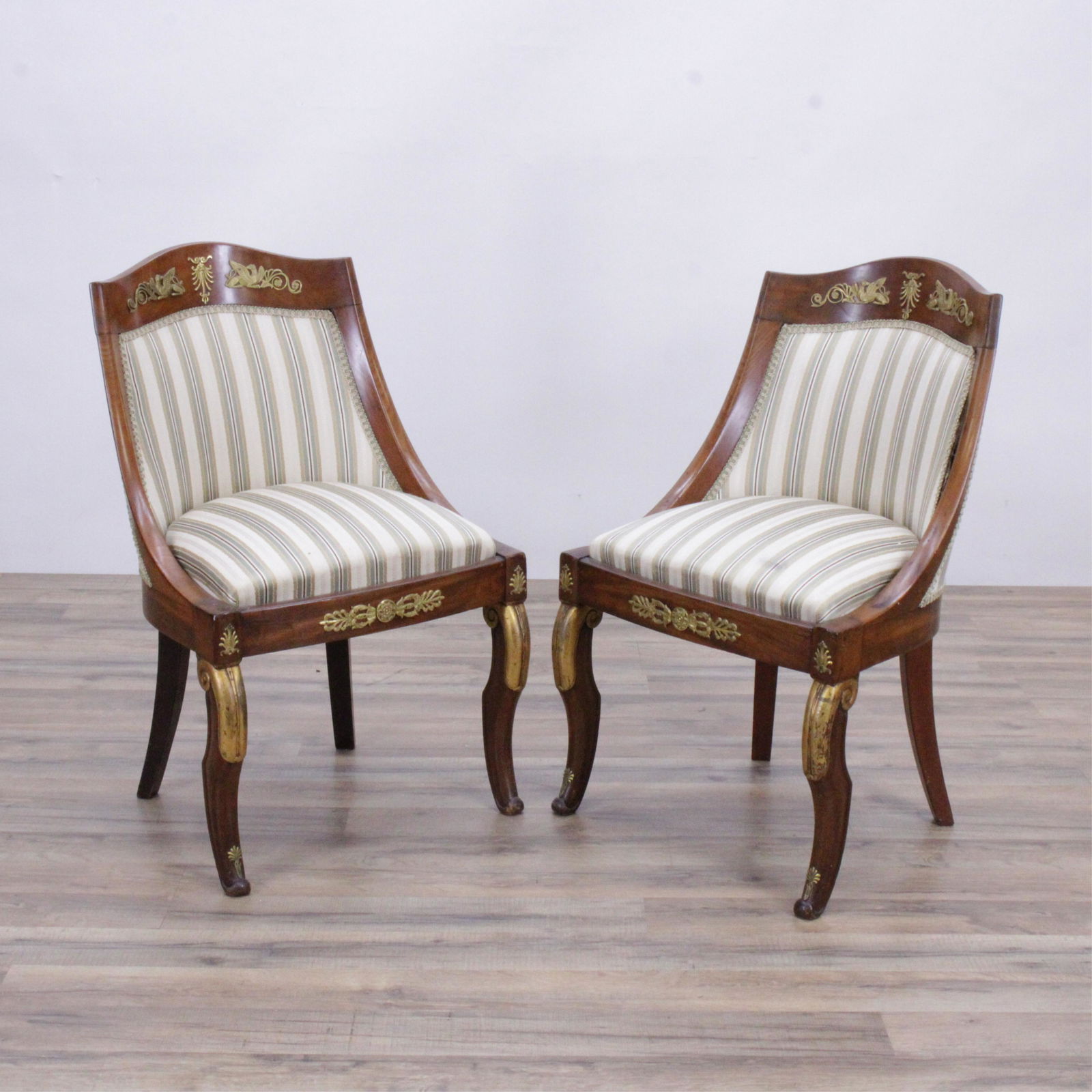 Pair Empire Revival Ormolu Mtd Chairs, 19th C. (1 of 6)