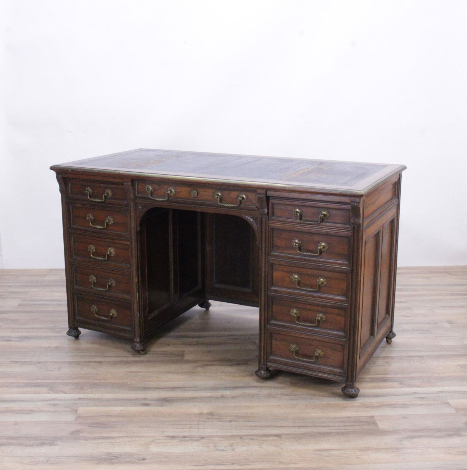 19th C. Victorian Rosewood Kneehole Desk (1 of 7)