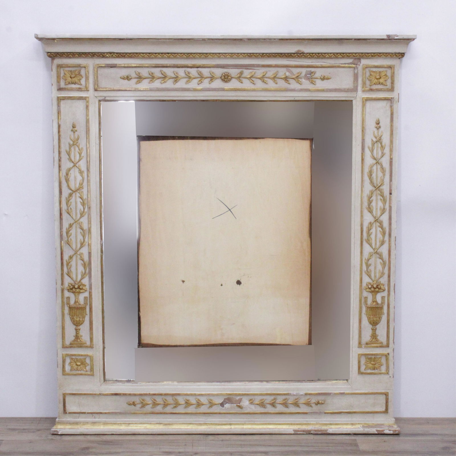 Louis XVI Style Parcel-Gilt White Painted Trumeau (1 of 7)