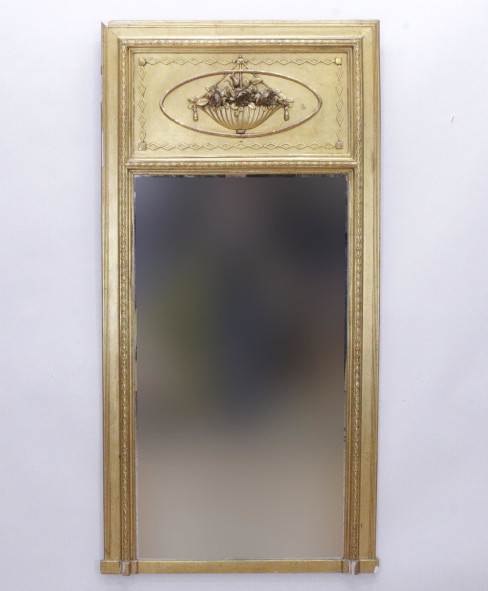 Louis XVI Style Giltwood Trumeau: Louis XVI Style Giltwood Trumeau (KESS539)(MS) Dimensions: 66.75" H x 34" W Property from the estate of Joan Kessler, Kew Gardens, NY. Joan Kessler was a well regarded textile designer, a friend to ar