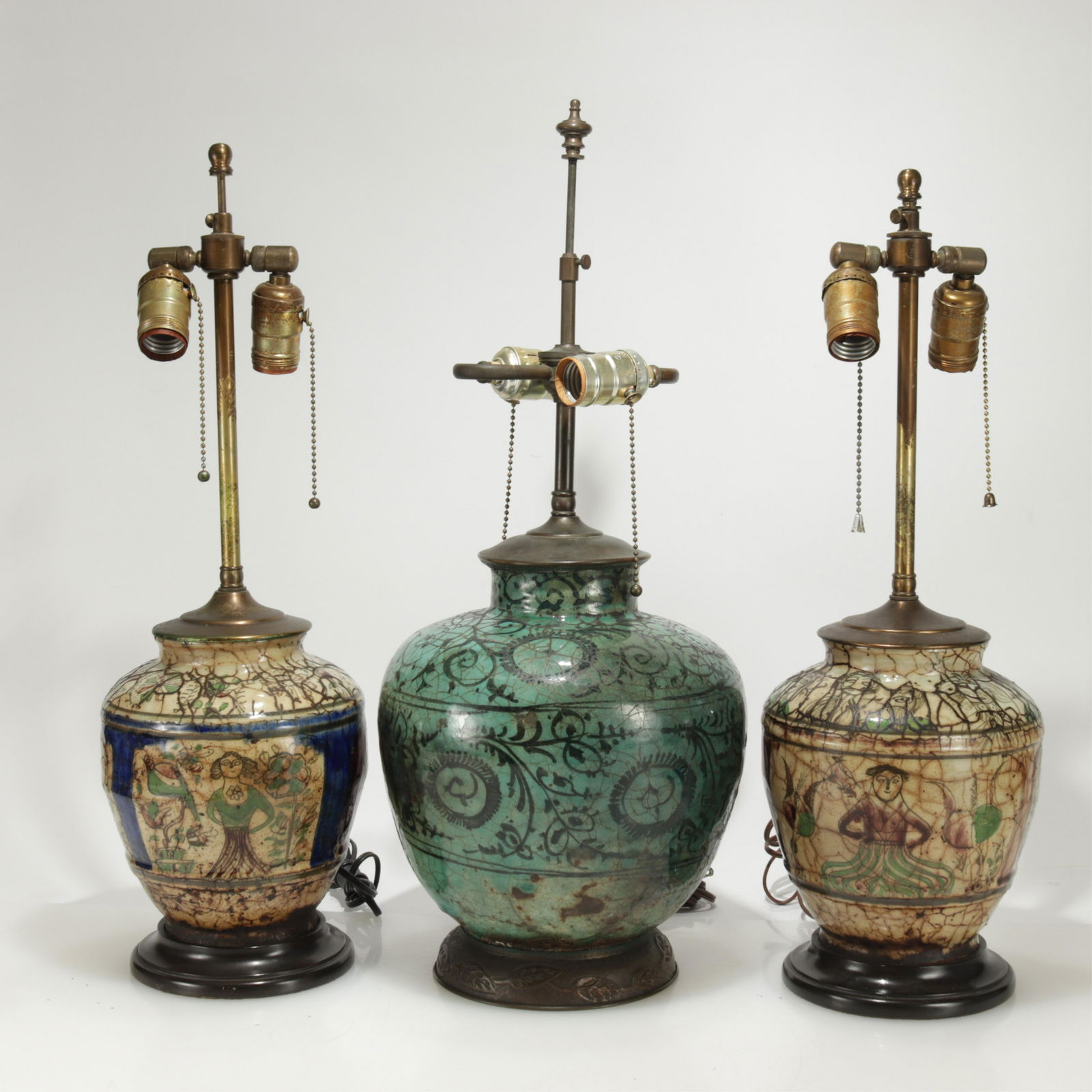 3 Persian-Iranian Pottery Vases as Lamps (1 of 8)