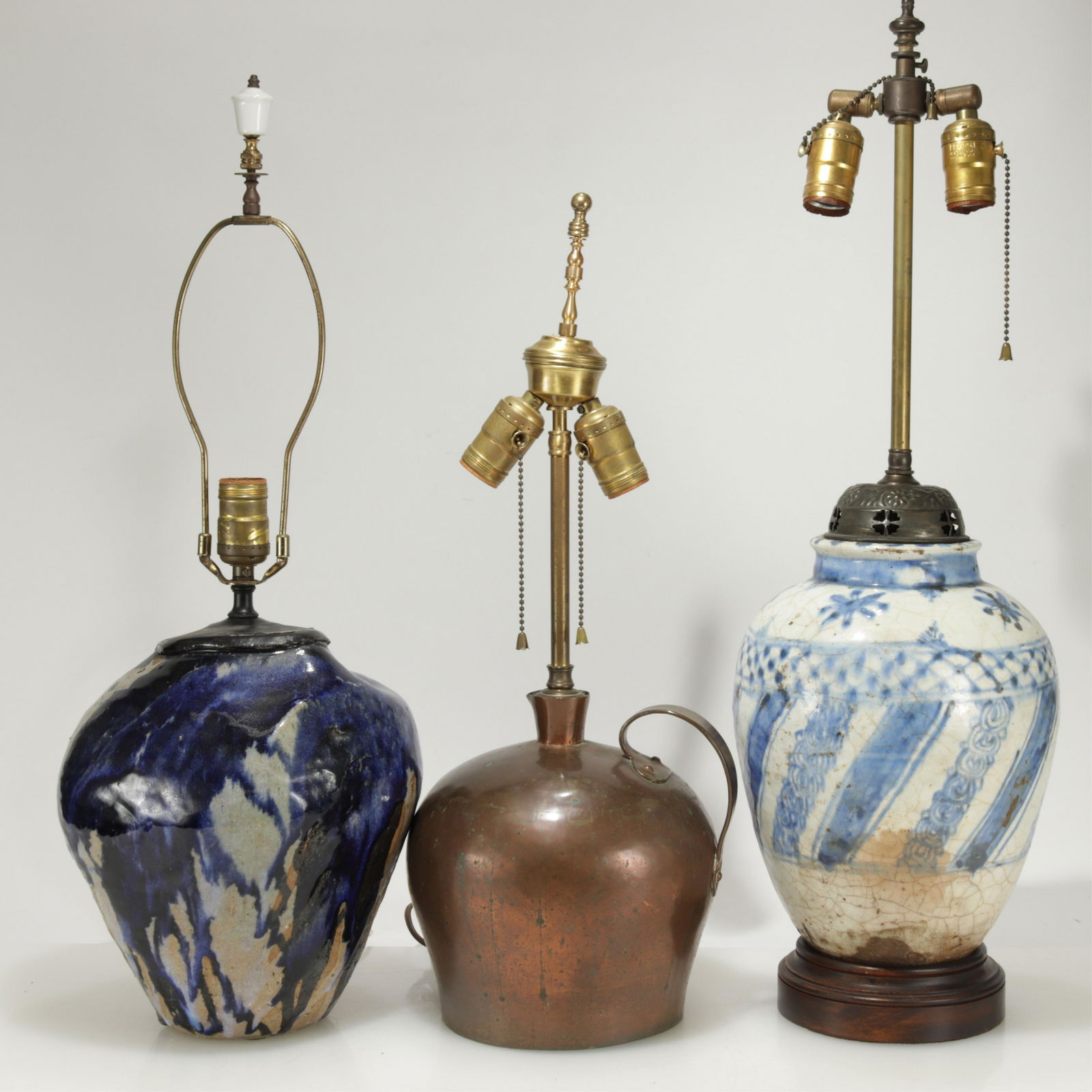 Majolica-Copper-Art Pottery Table Lamps (1 of 10)