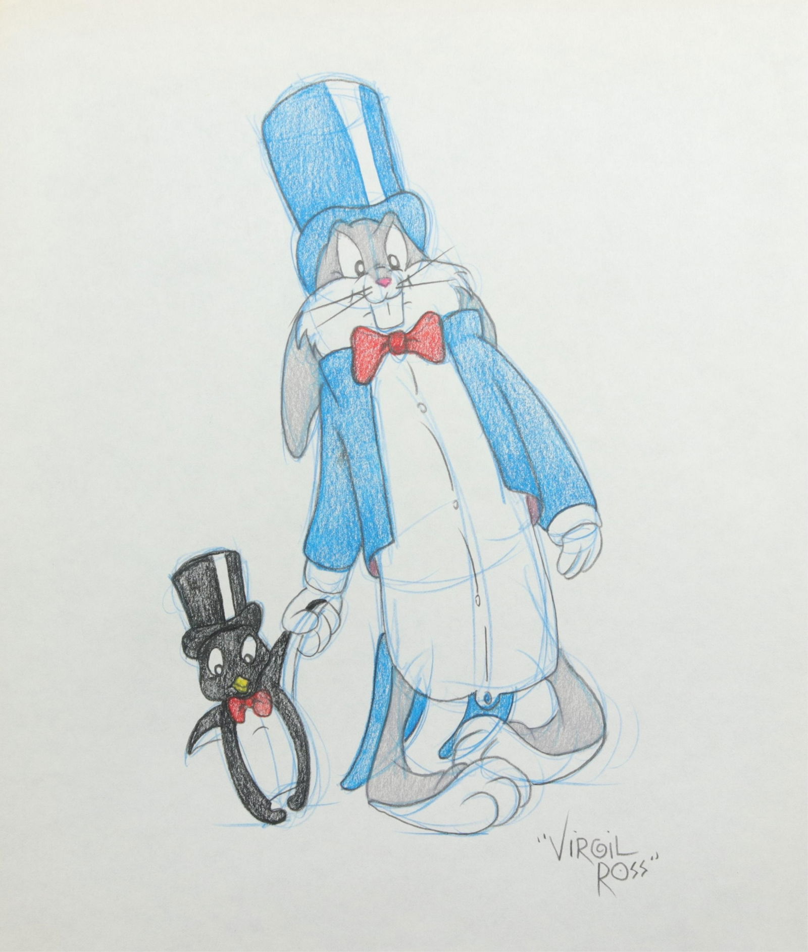 VIRGIL ROSS - BUGS BUNNY & PENGUIN - DRAWING (1 of 4)