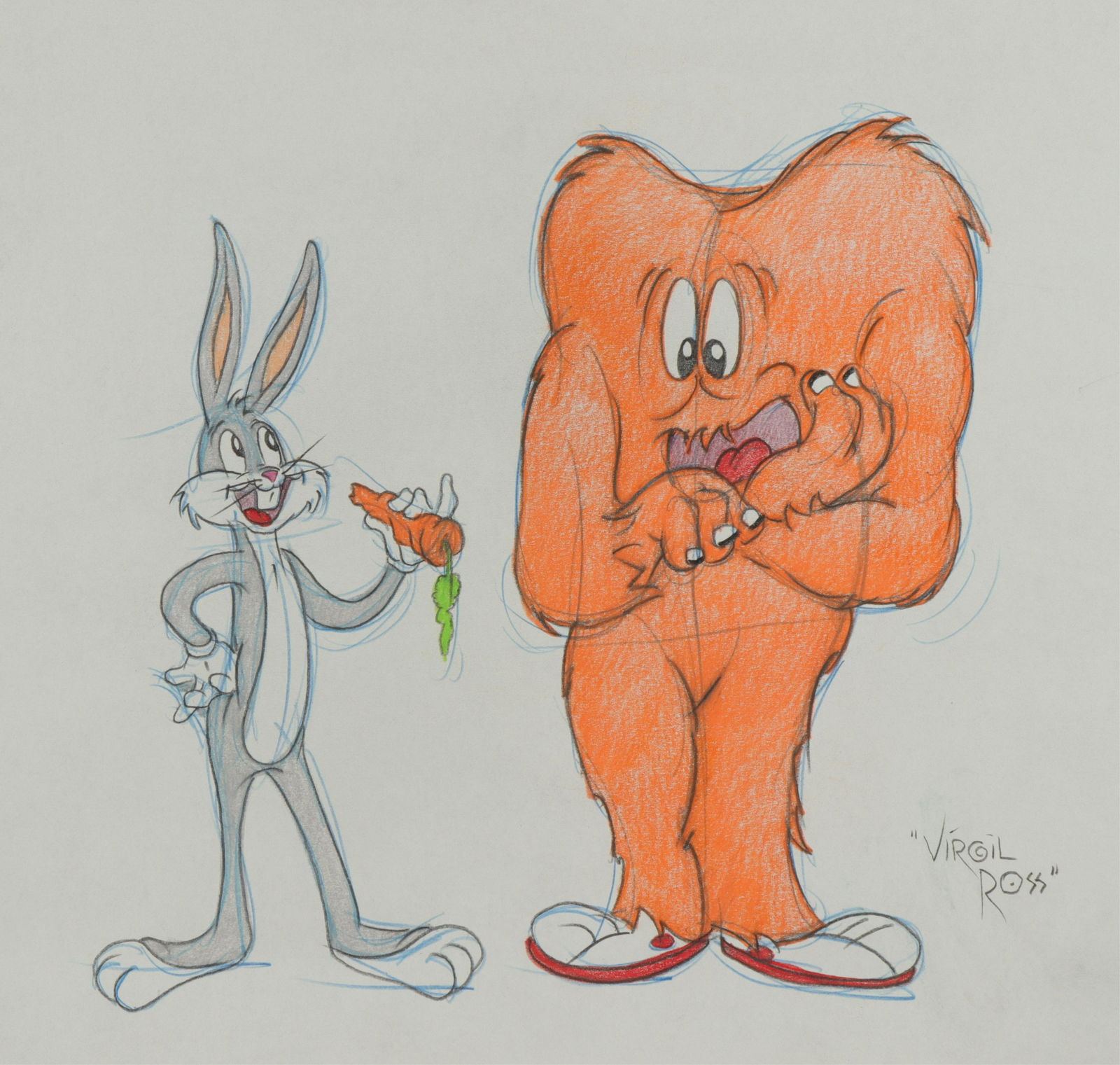 VIRGIL ROSS - BUGS BUNNY- GOSSAMER - DRAWING (1 of 4)