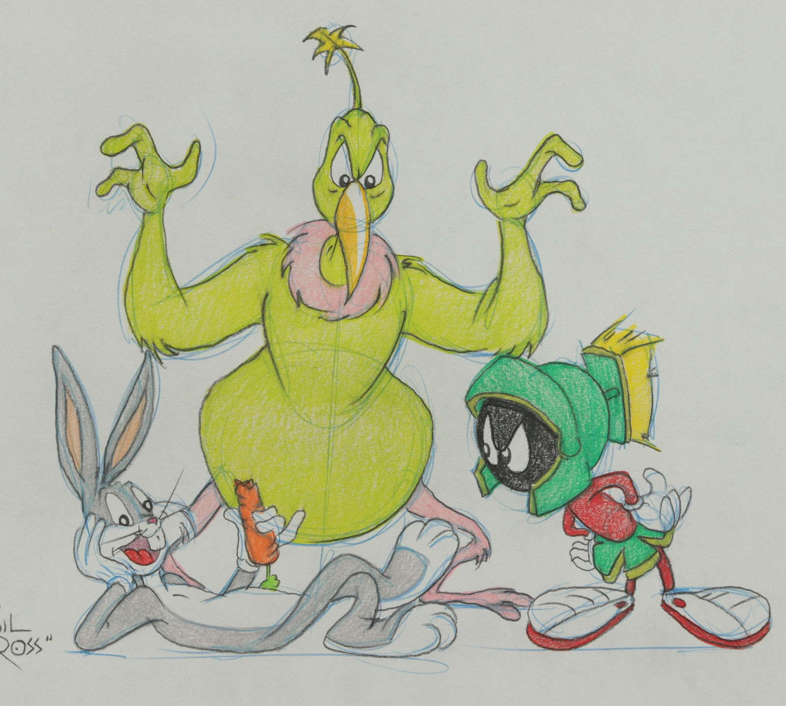 VIRGIL ROSS - BUGS BUNNY MARVIN MARTIAN - DRAWING (1 of 5)