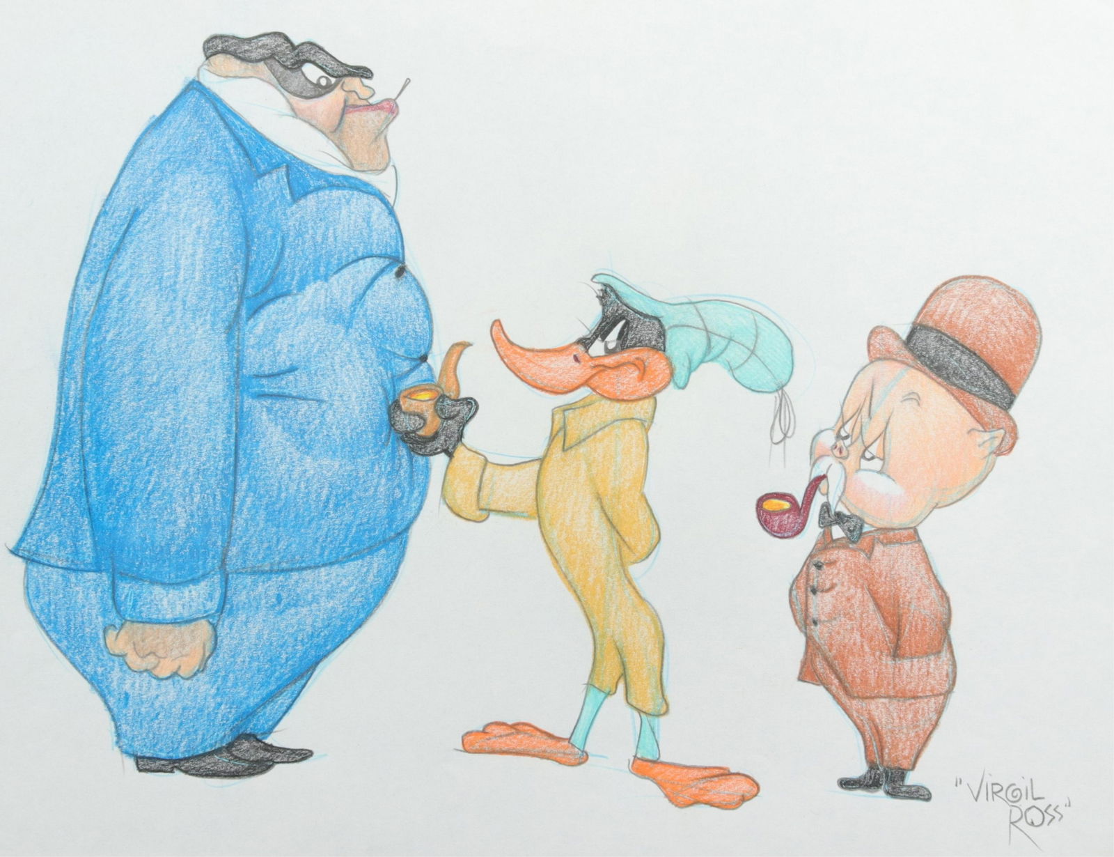 VIRGIL ROSS - DAFFY DUCK PORKY PIG -  DRAWING (1 of 7)