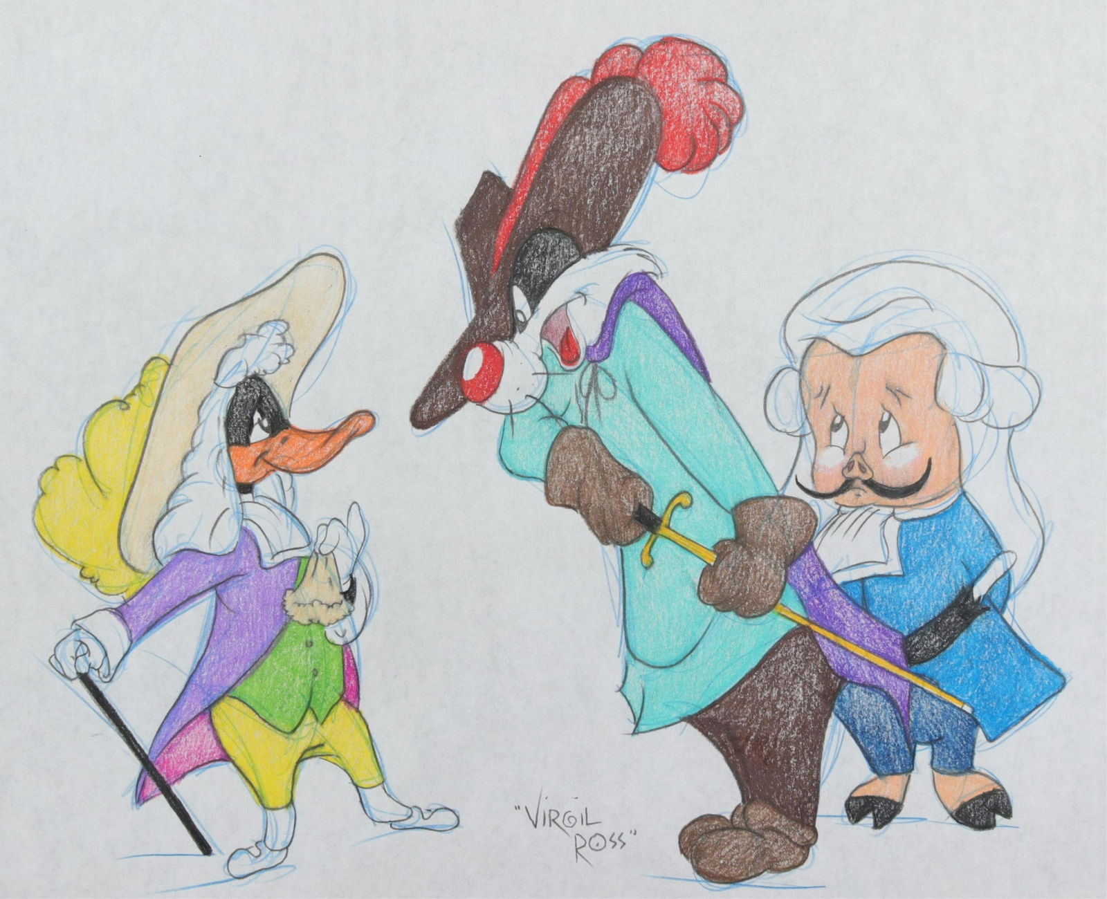 VIRGIL ROSS - DAFFY DUCK SYLVESTER -  DRAWING (1 of 4)