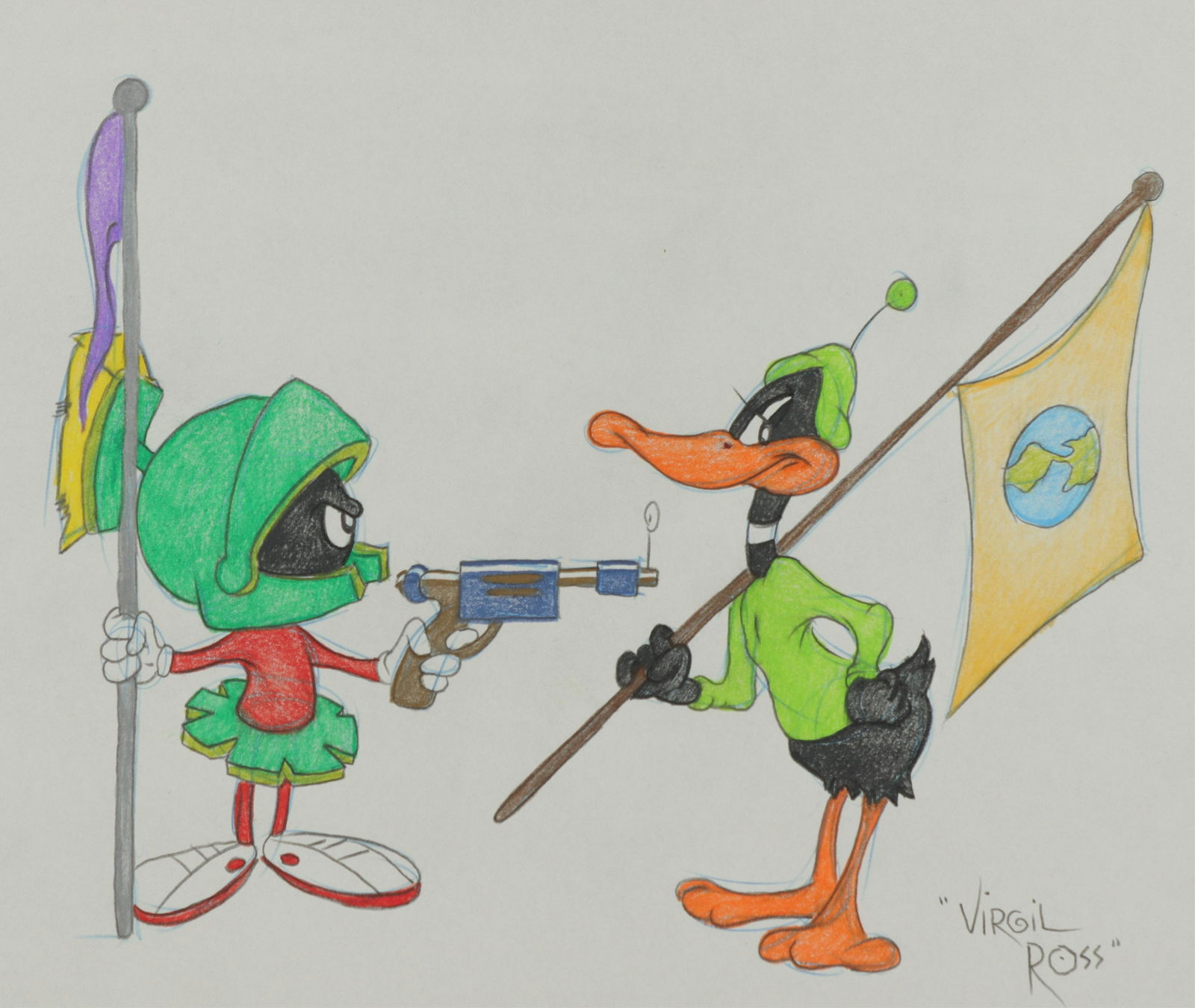 VIRGIL ROSS - MARVIN MARTIAN DAFFY DUCK - DRAWING (1 of 4)