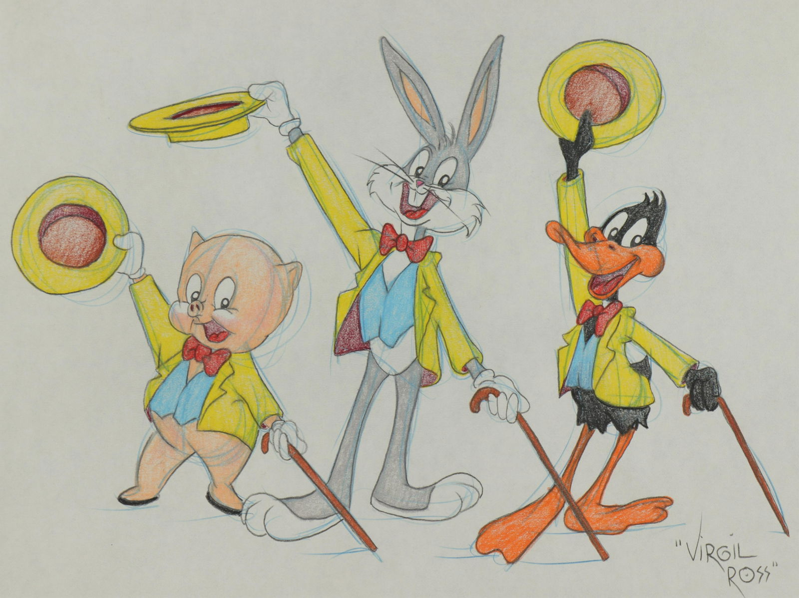 VIRGIL ROSS - PORKY PIG BUGS BUNNY -  DRAWING (1 of 6)