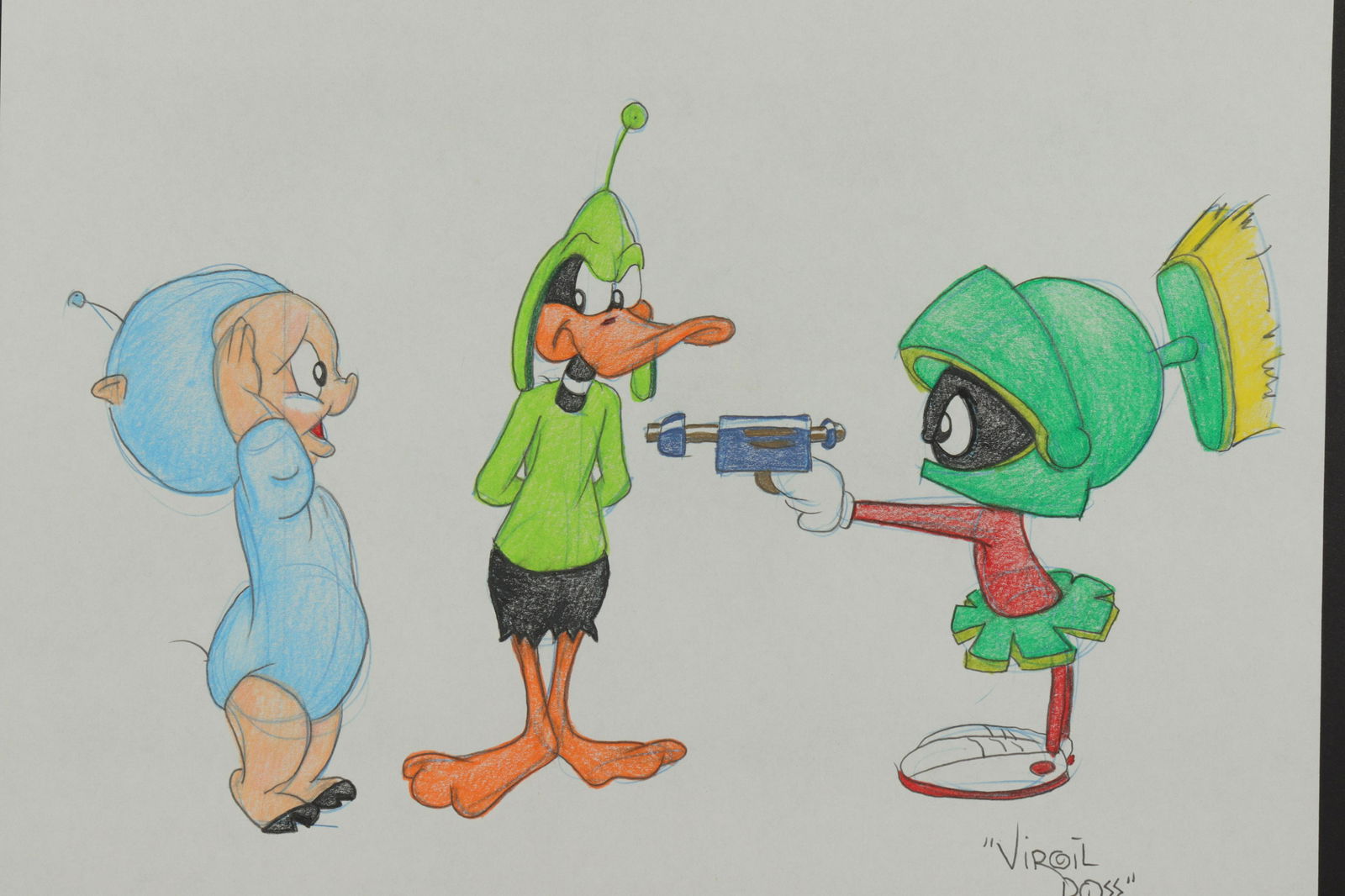 VIRGIL ROSS - PORKY PIG MARVIN MARTIAN  - DRAWING (1 of 6)