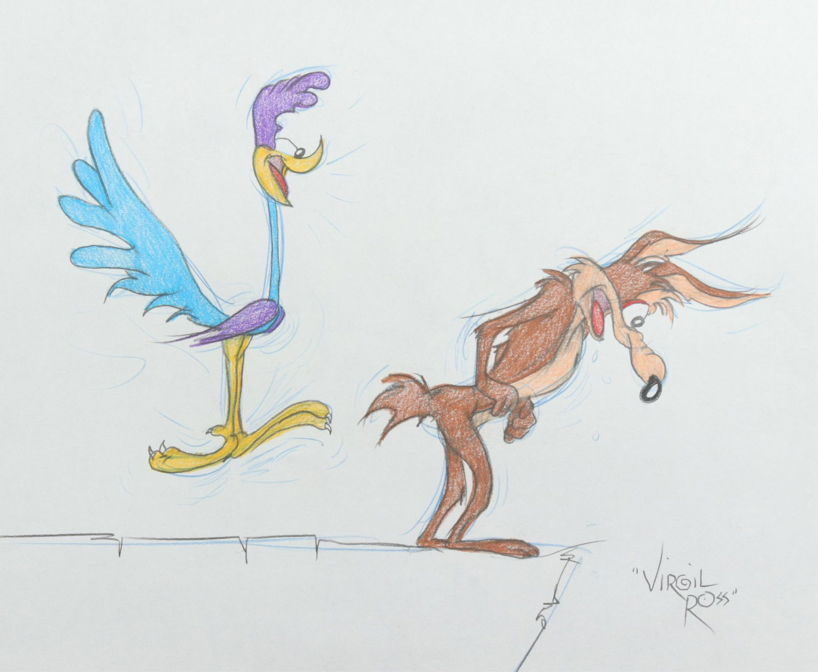 VIRGIL ROSS - WILE E COYOTE RALPH WOLF DRAWINGS (1 of 8)
