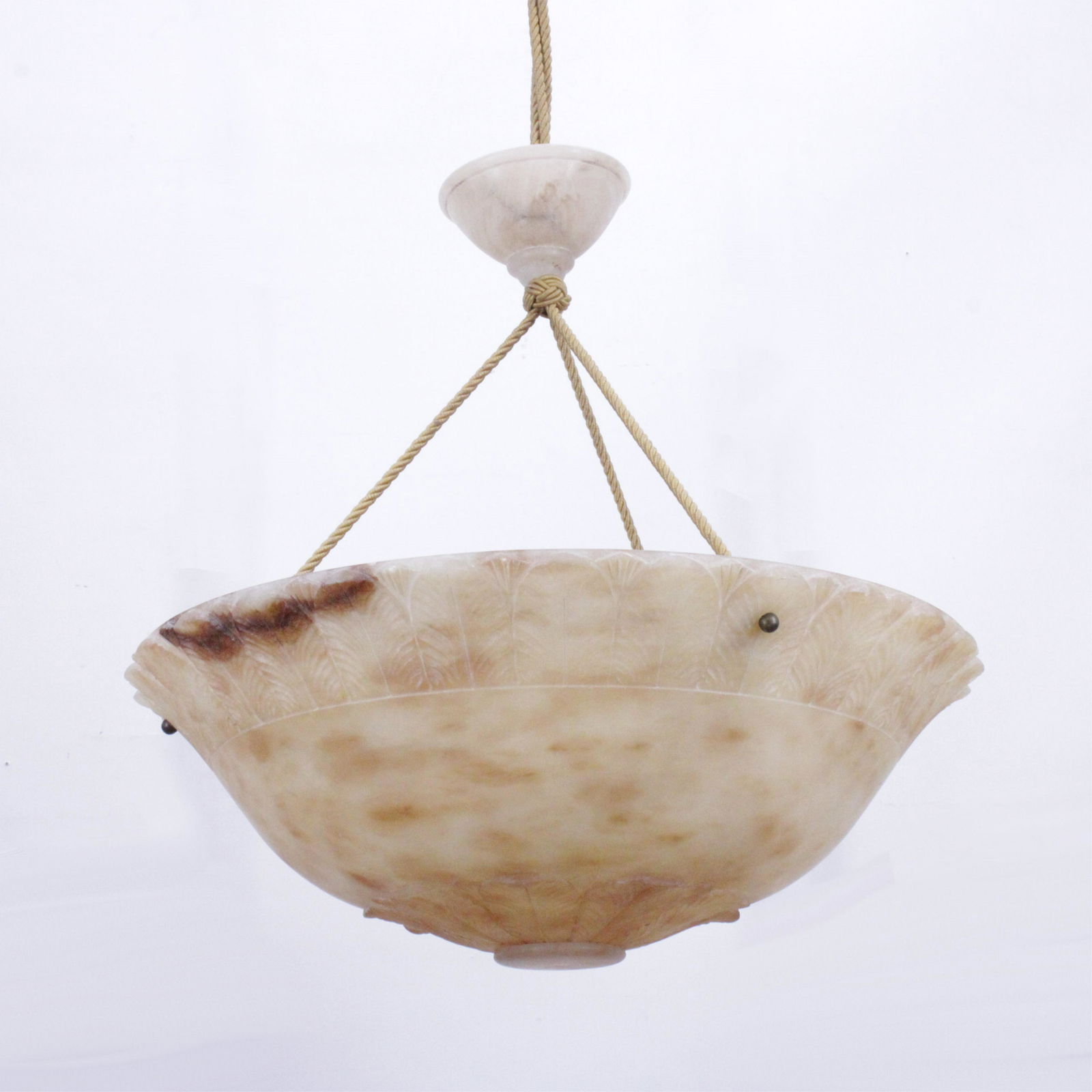 Large Art Deco Carved Alabaster Ceiling Fixture (1 of 7)