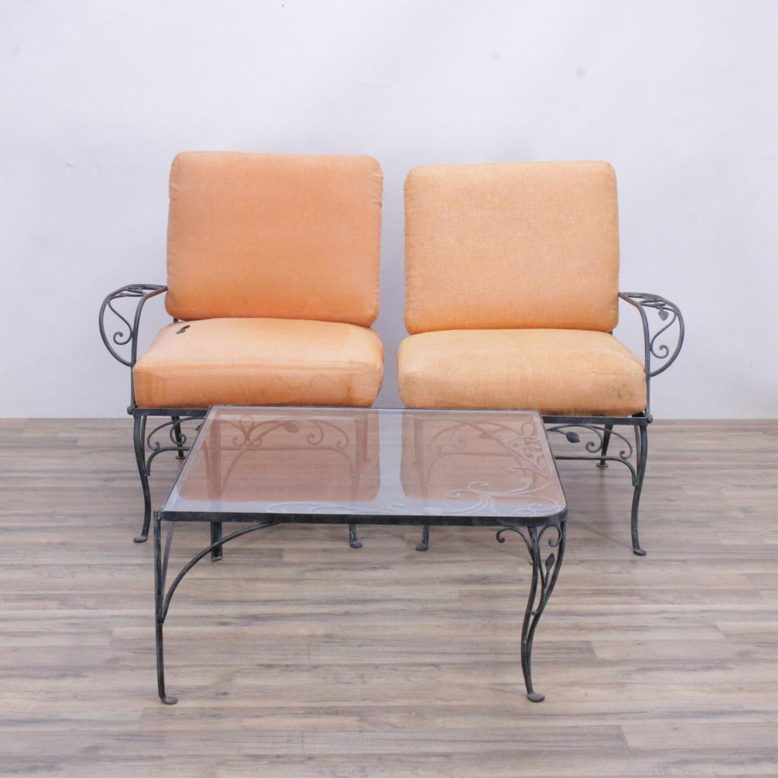 Italian Verde Gris Patinated Metal Sofa & Table (1 of 8)