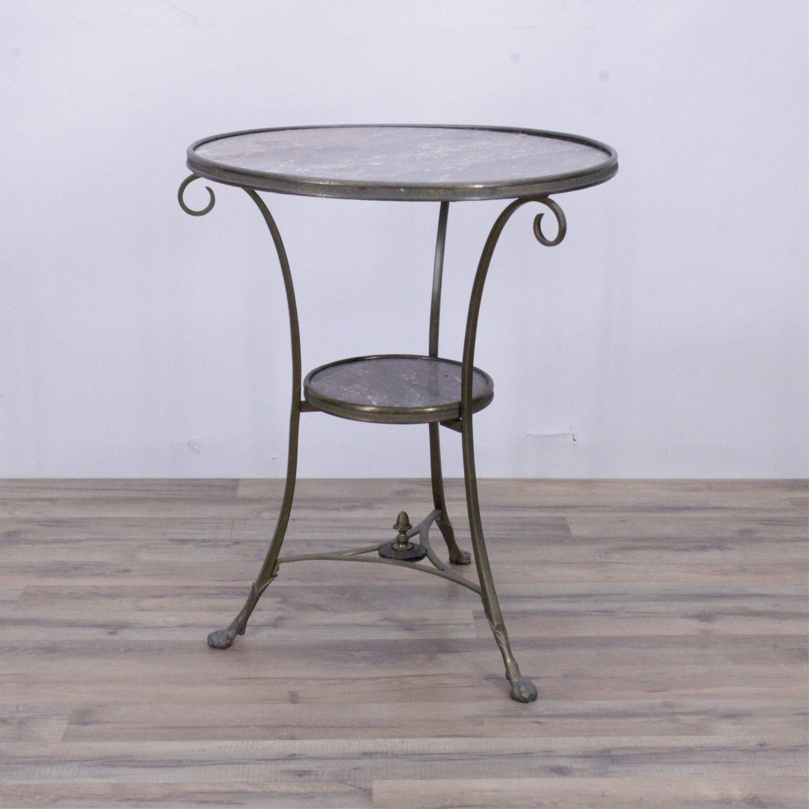 Louis XVI Style Brass Gueridon: Louis XVI Style Brass Gueridon (ESCR519)(MS) Dimensions: 28.25" H x 23.25" Diam