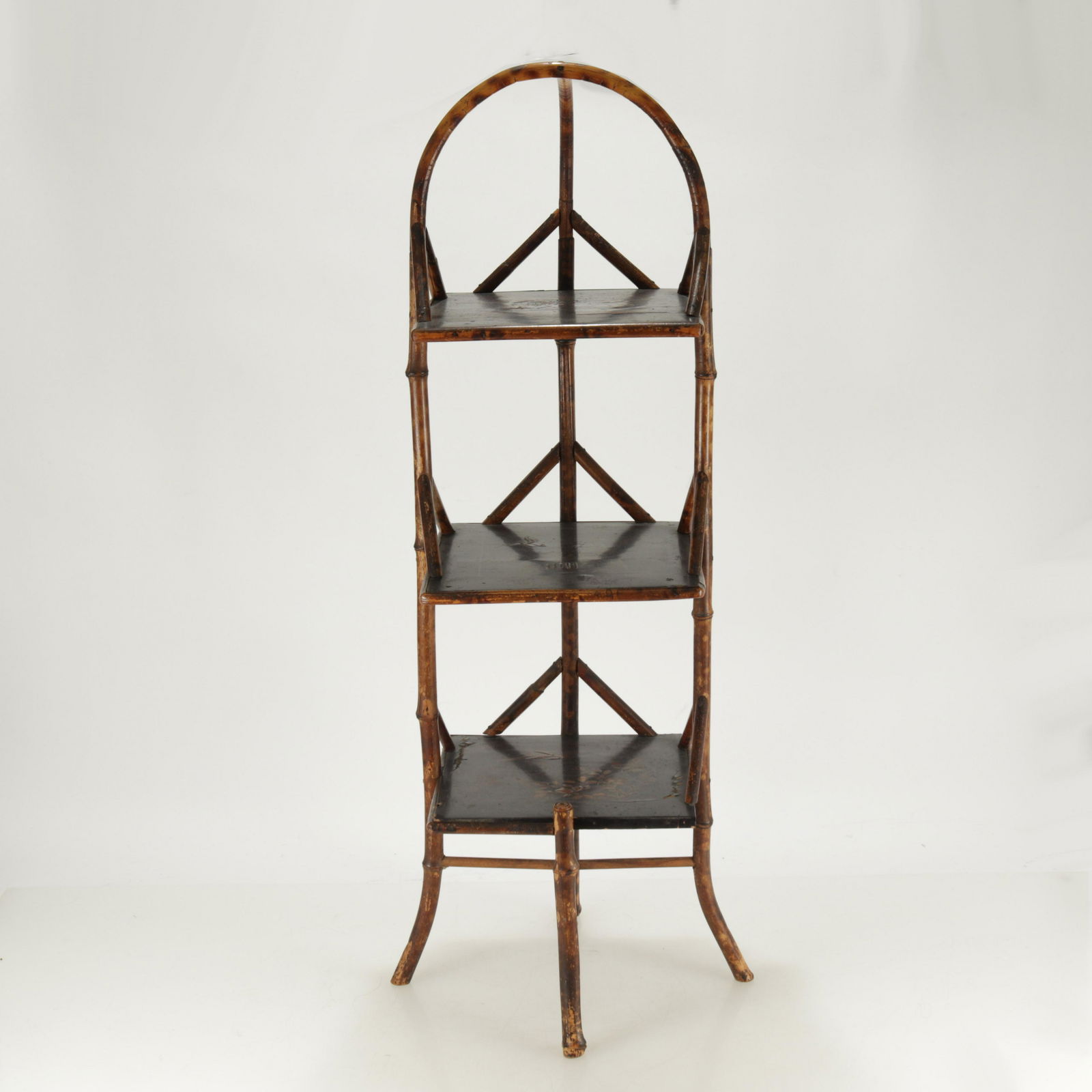 Rattan & Black Lacquer Etagere (1 of 4)