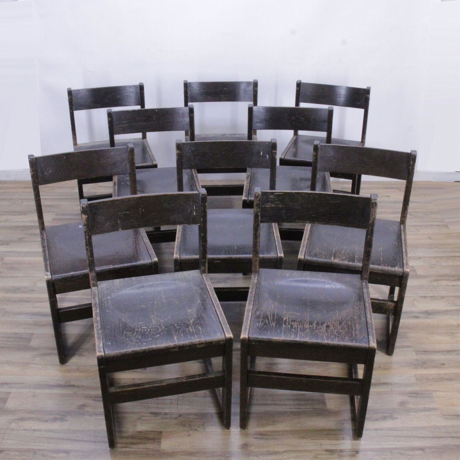 Set of 70's Stained Oak Dining/Library Chairs (1 of 9)