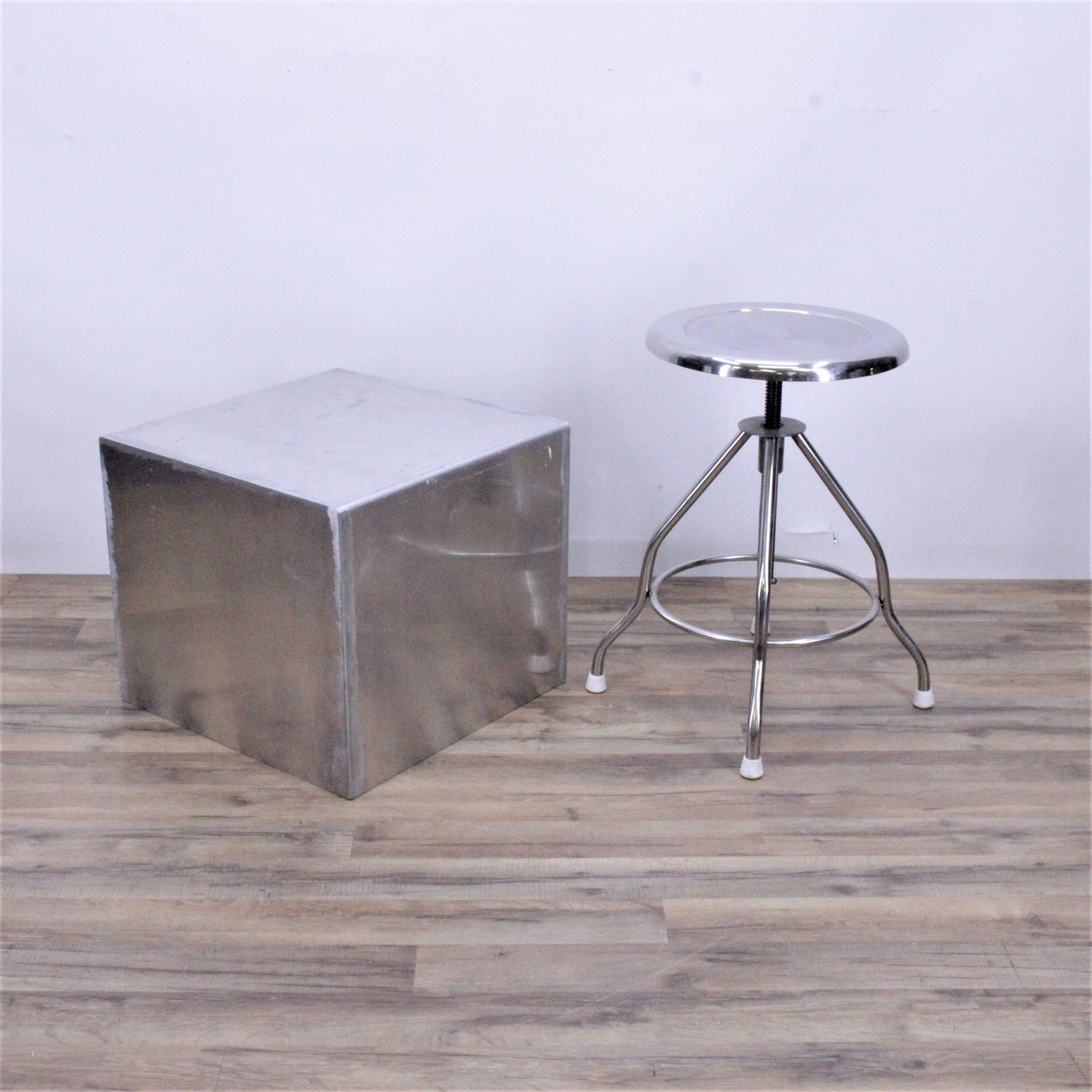 Blickman Metal Stool & Aluminum Cube Table (1 of 8)