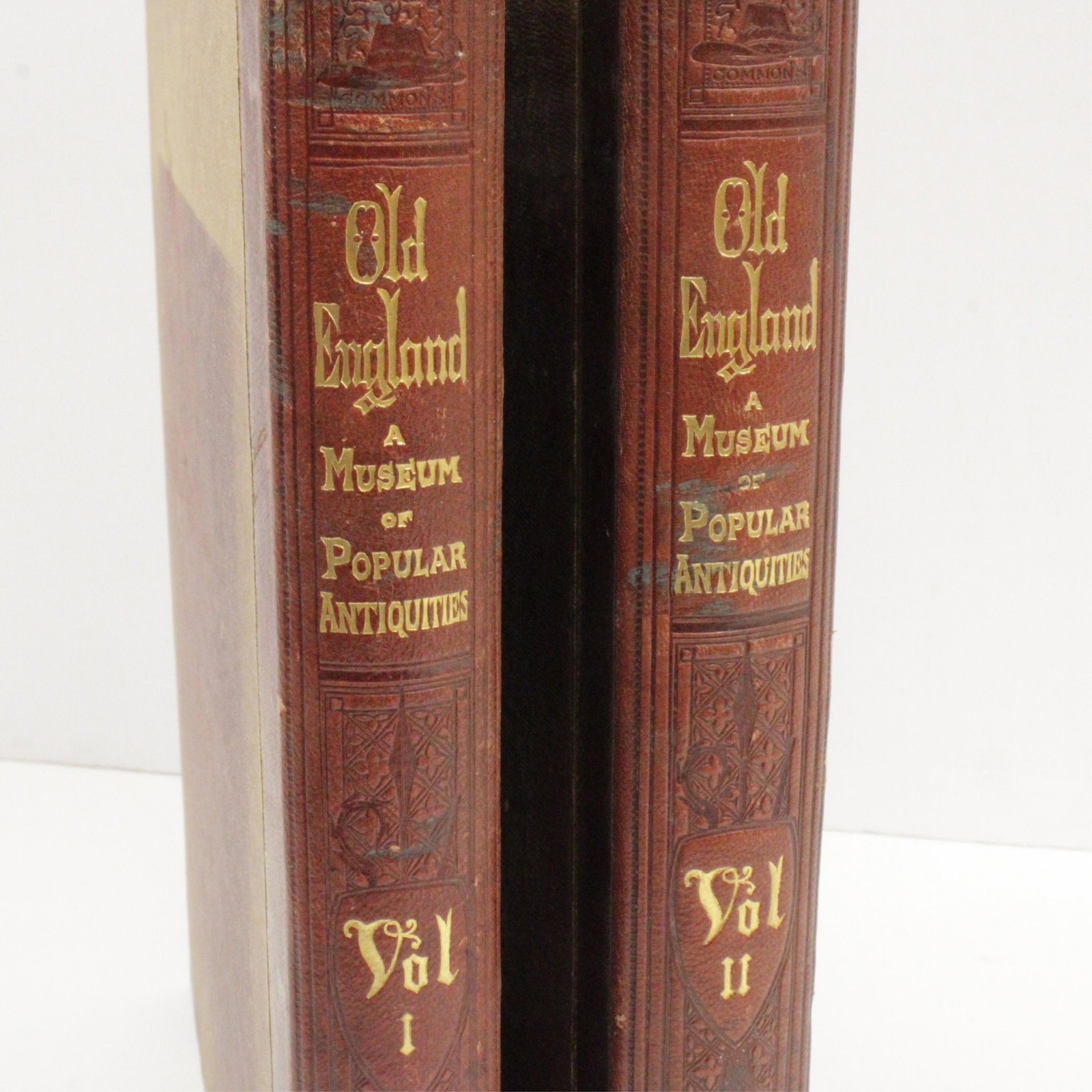 2 Volumes of Old England: A museum of Popular Antiquities, Volumes I and II. Charles Knight Published London (1850?), William Clowes and Sons. 11" x 14" Property from a Historical Litchfield home.