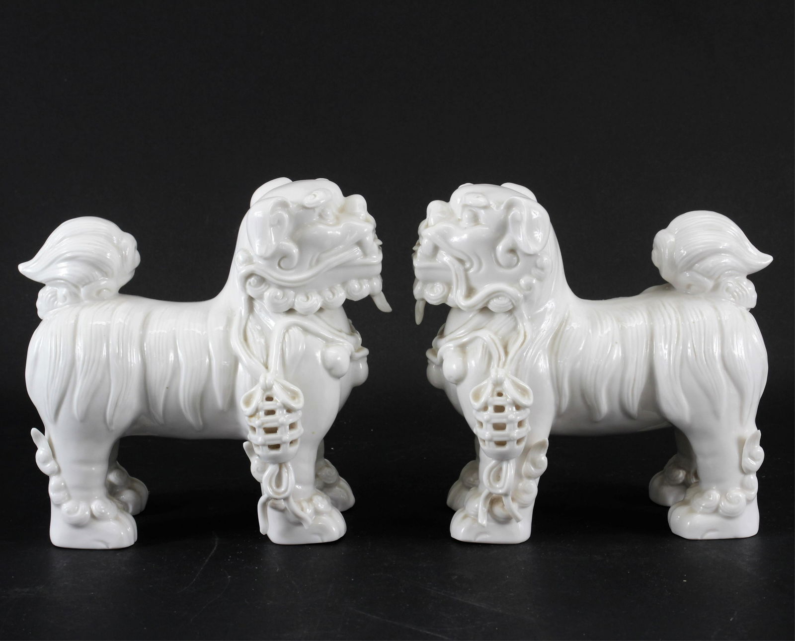 Pair of Standing Porcelain Fu Dogs (1 of 4)