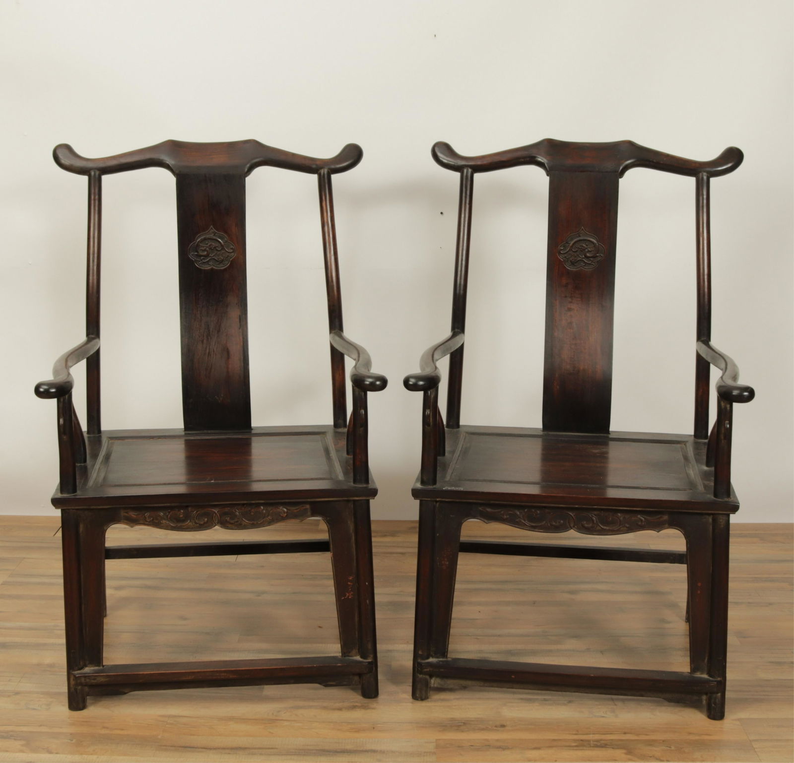 Pair Large Chinese Qing Dynasty Style Armchairs (1 of 7)