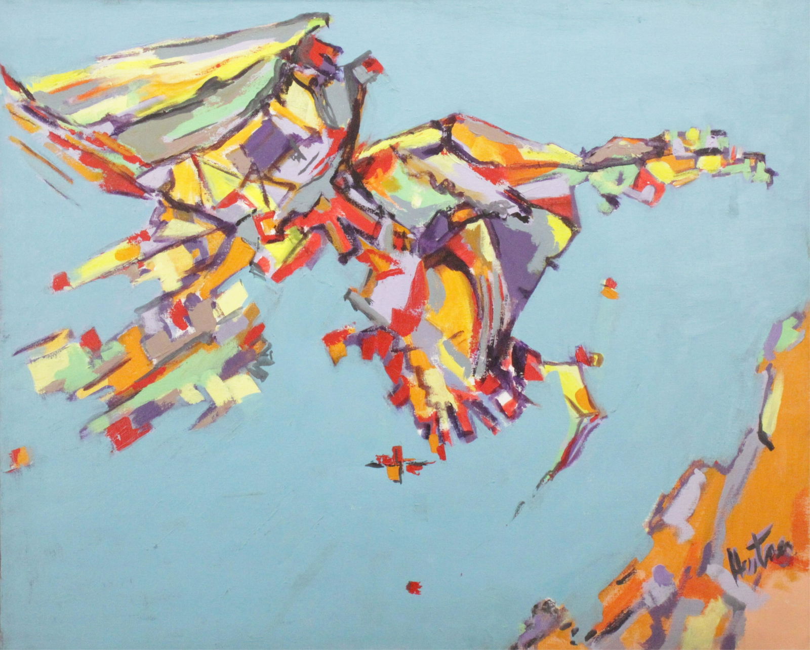 Gene Hutner - Turquoise Abstract O/C (1 of 5)