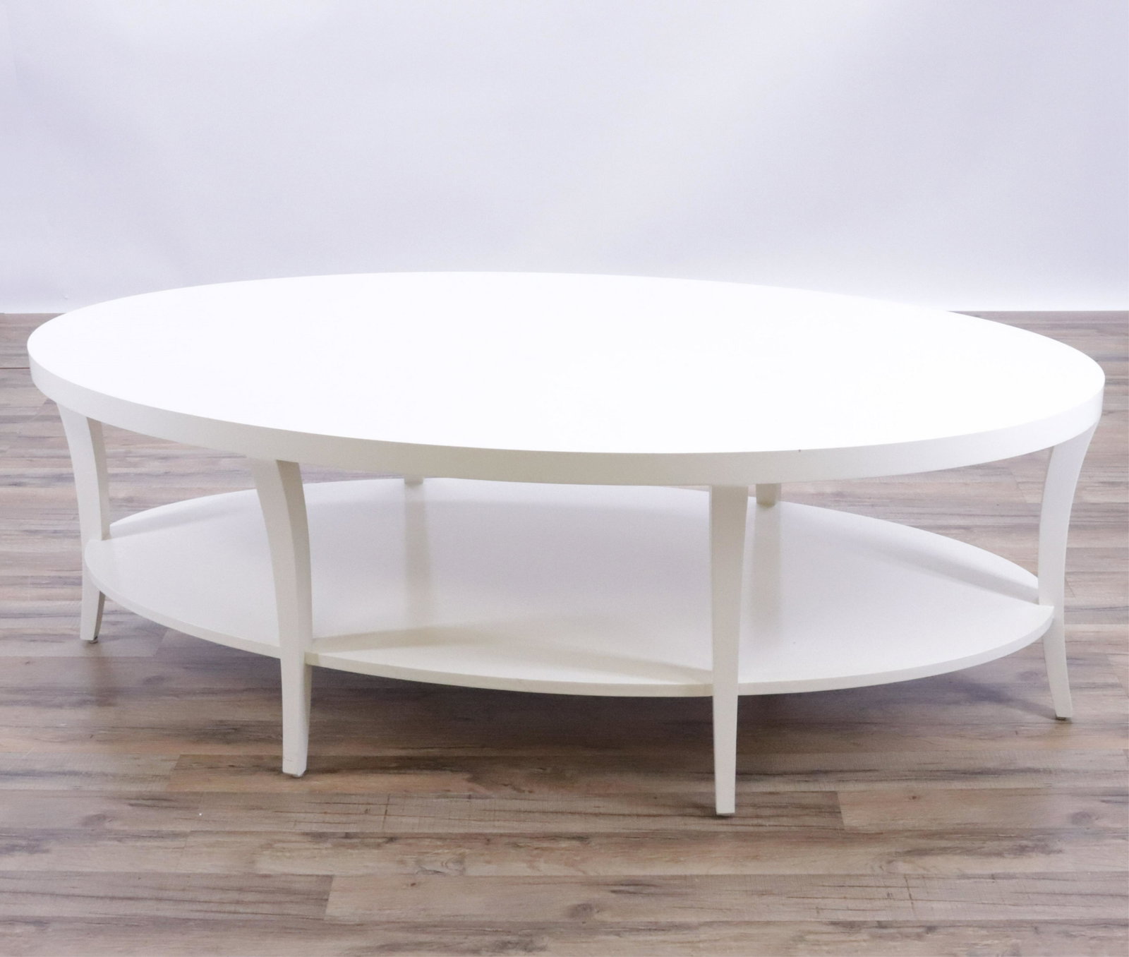Century Furniture Cream Lacquer Oval Coffee Table: Century Furniture Cream Lacquer Oval Coffee Table 20.25" H x 59" W x 29" D Property from a private modern collection.