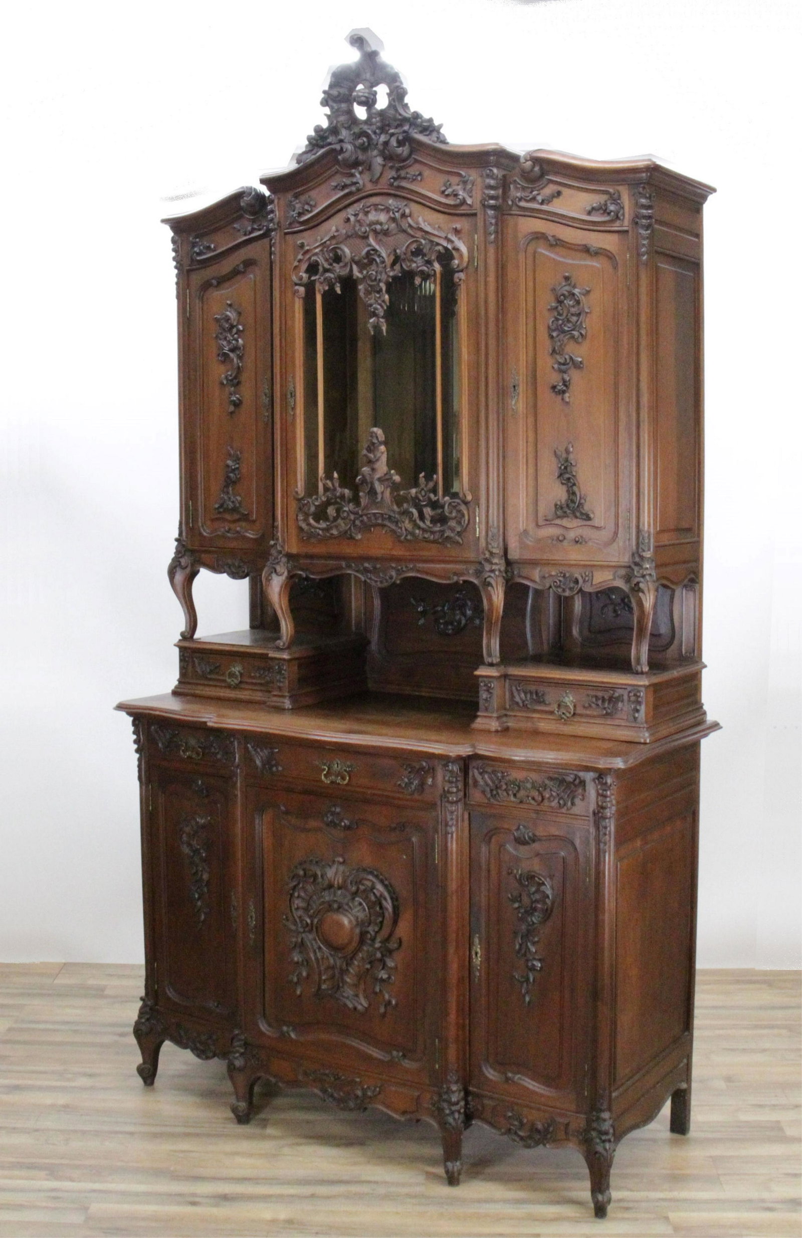 Louis XV Style Carved Walnut Buffet a Deux Corps (1 of 7)