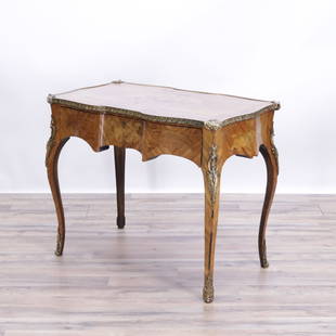 Louis XV Style Mahogany Writing Desk, 19th C.: Louis XV Style Ormolu Mounted Mahogany Writing Desk, 19th C. 30" H x 37" W x 21.5" D Property from a Fine Collection of Antiques & Decorative Art, Rumson, New Jersey.