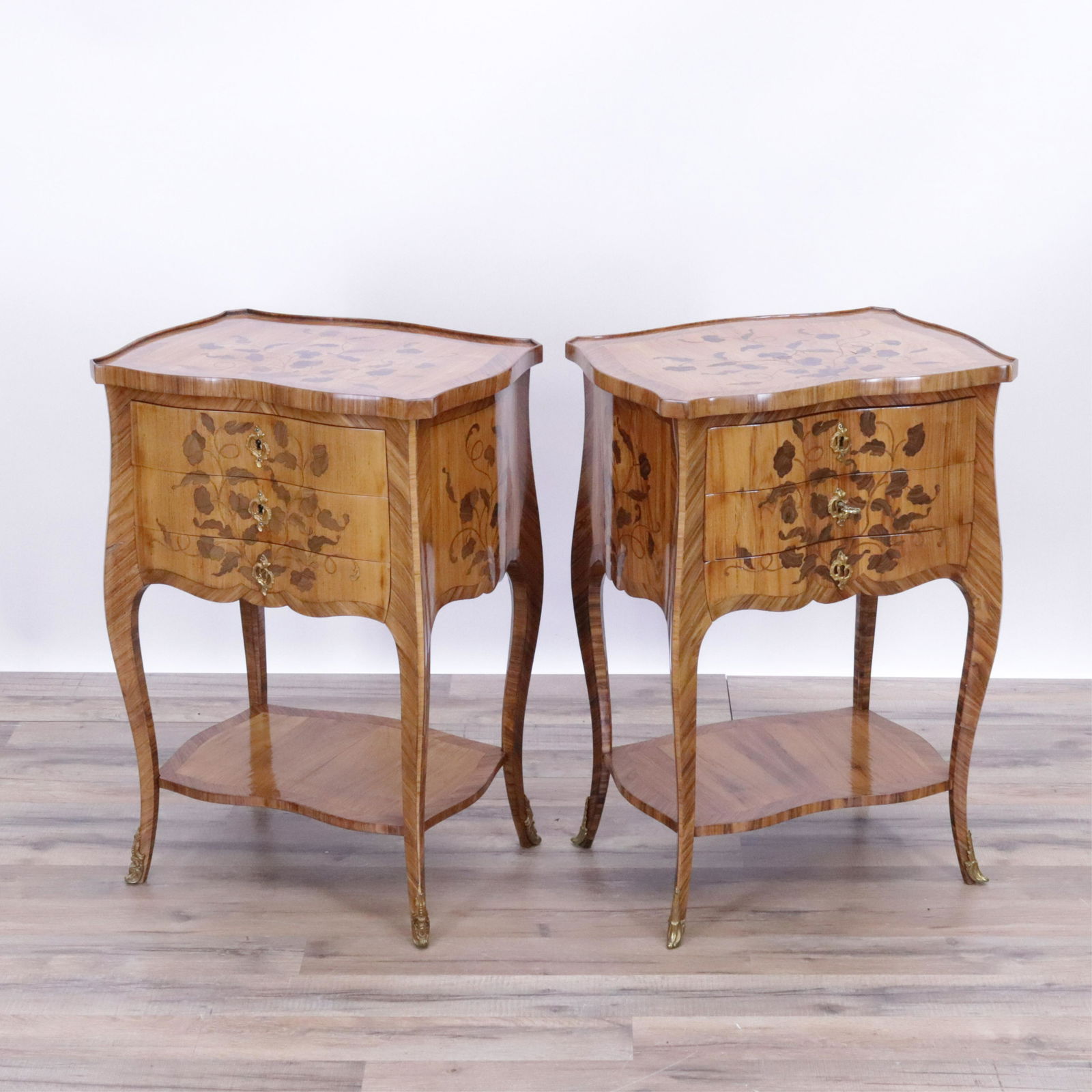 Pair of Louis XVI Style Marquetry Table de Nuit (1 of 7)