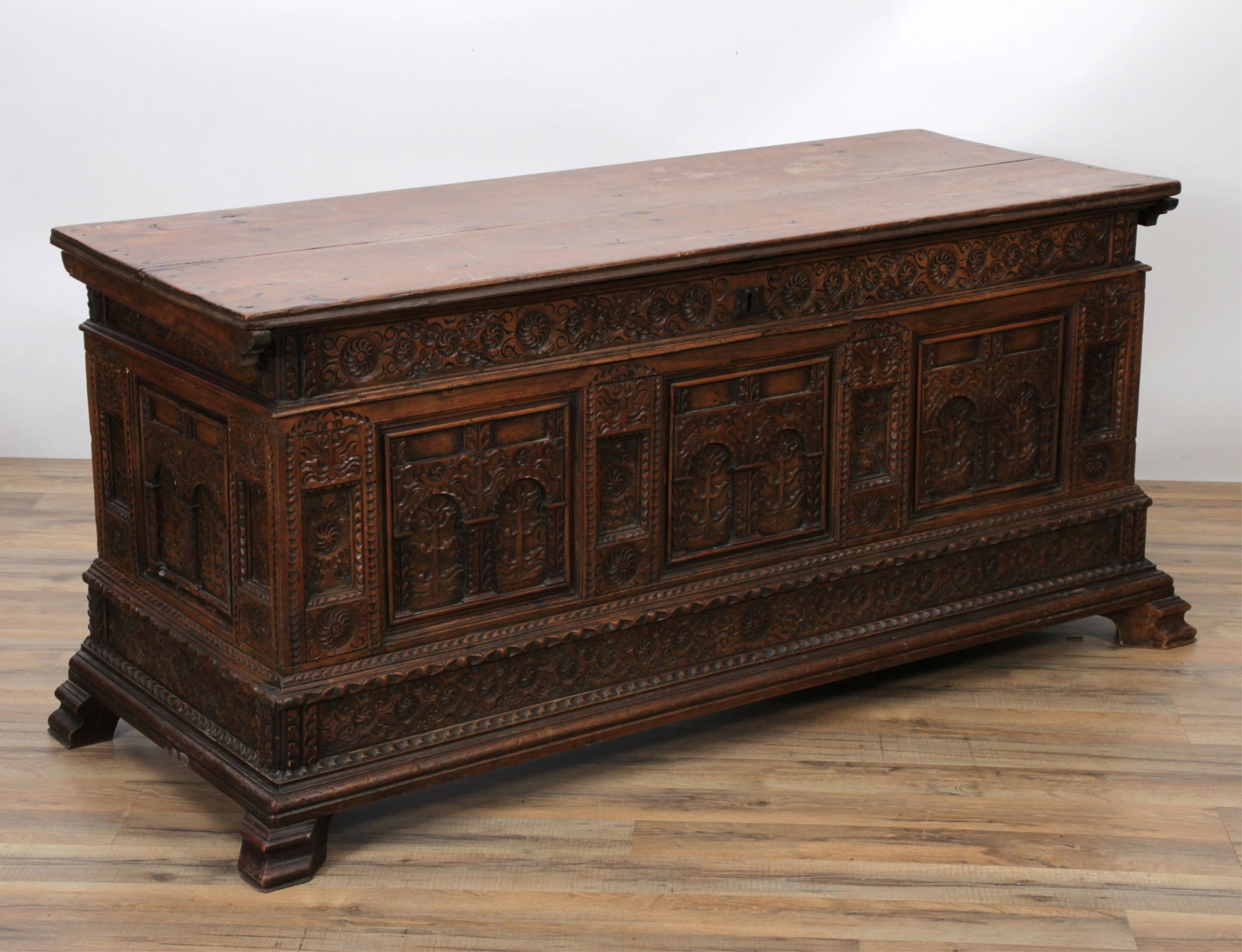 Italian Baroque Walnut Cassone, late 17th C (1 of 8)