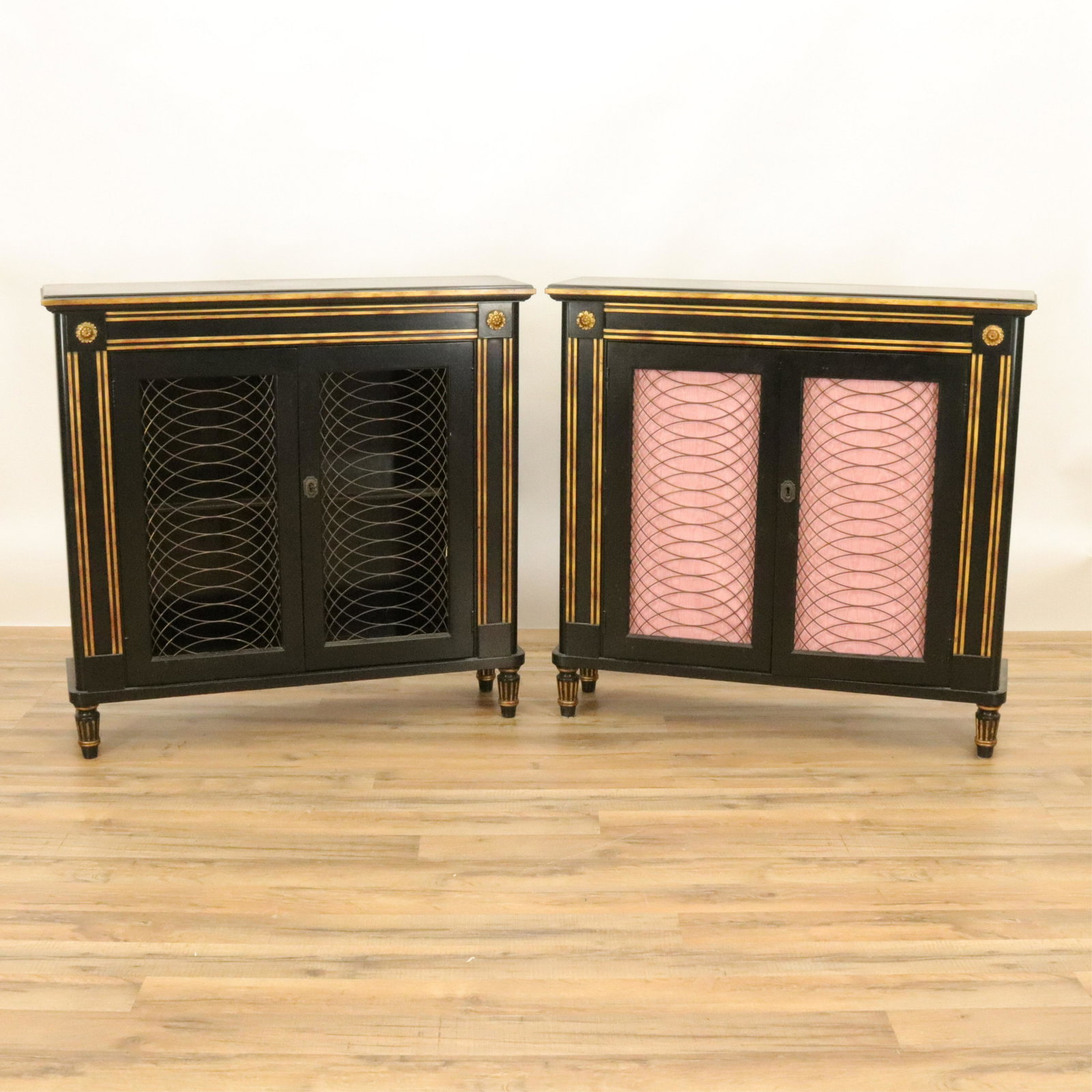 Pair of Regency Style Black Dwarf Cabinets (1 of 9)