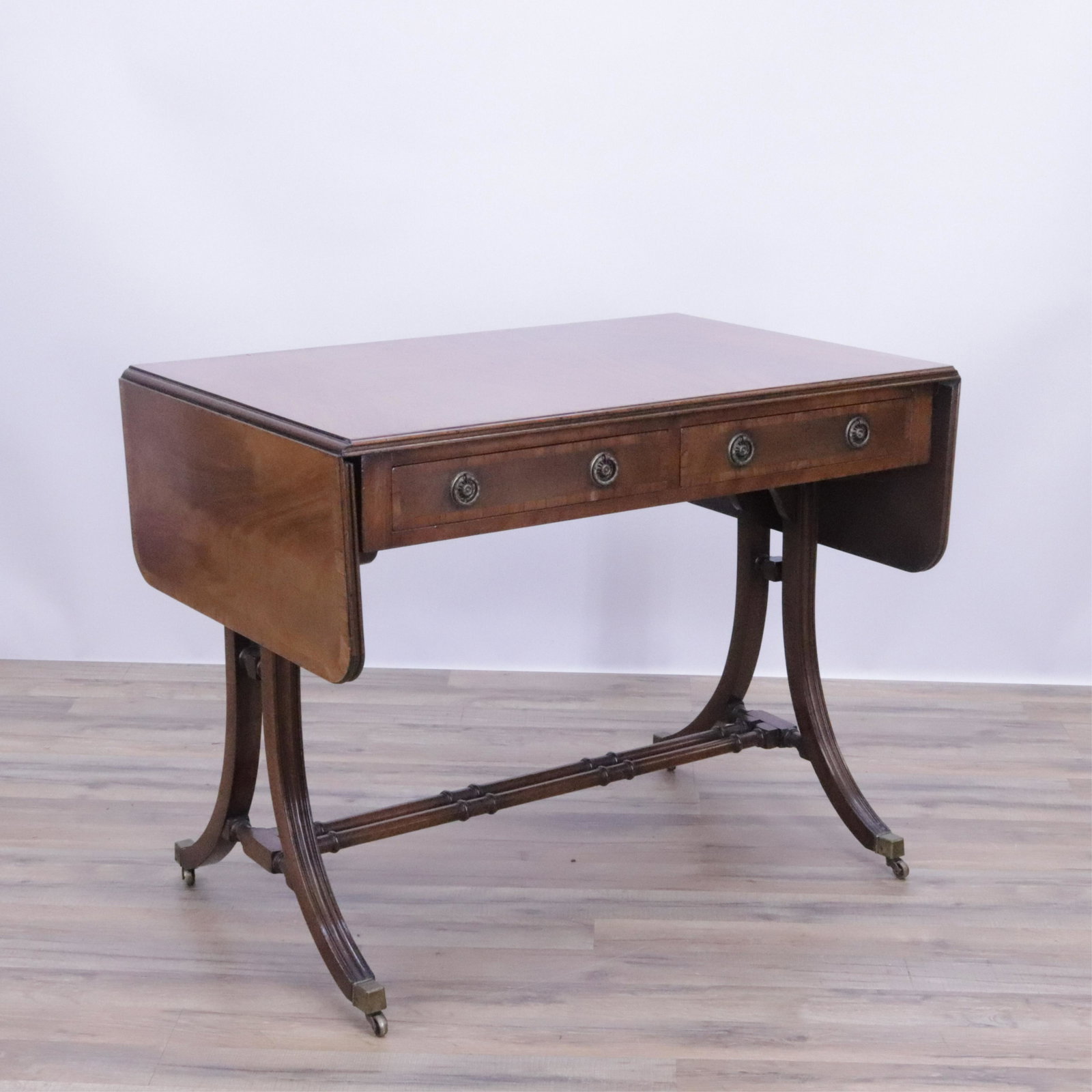 Regency Style Banded Mahogany Sofa Table (1 of 6)