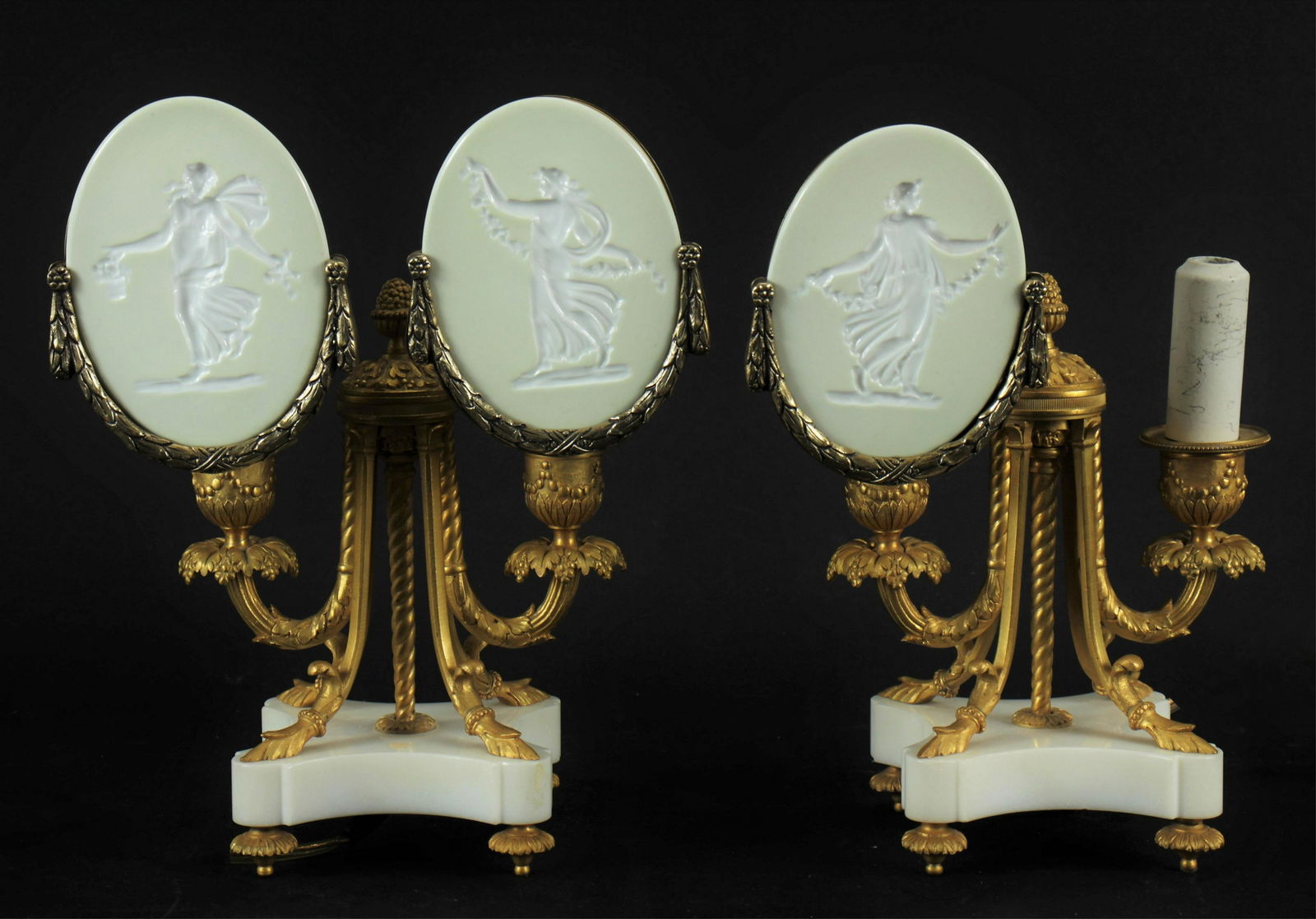 Pair of Louis XVI Style Ormolu & Marble Luminaire (1 of 7)