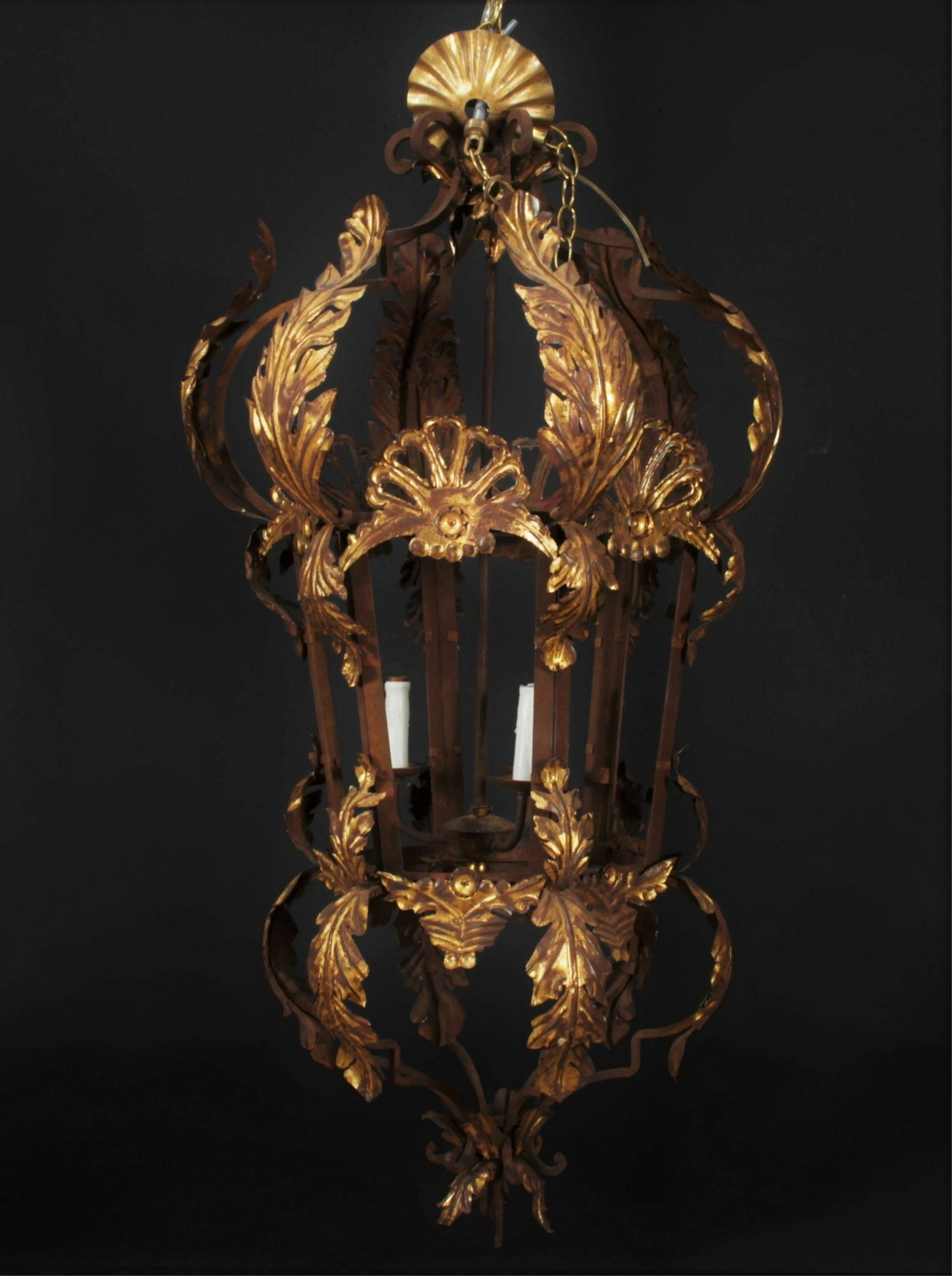 Rococo Style Gold Painted Iron Lantern (1 of 5)