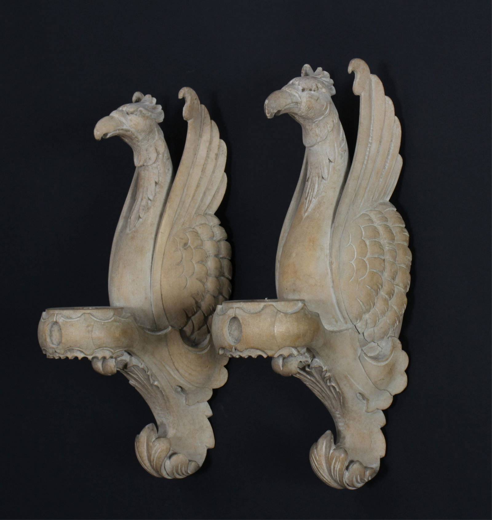 Pair of Carved Fruitwood Eagle Sconces (1 of 3)