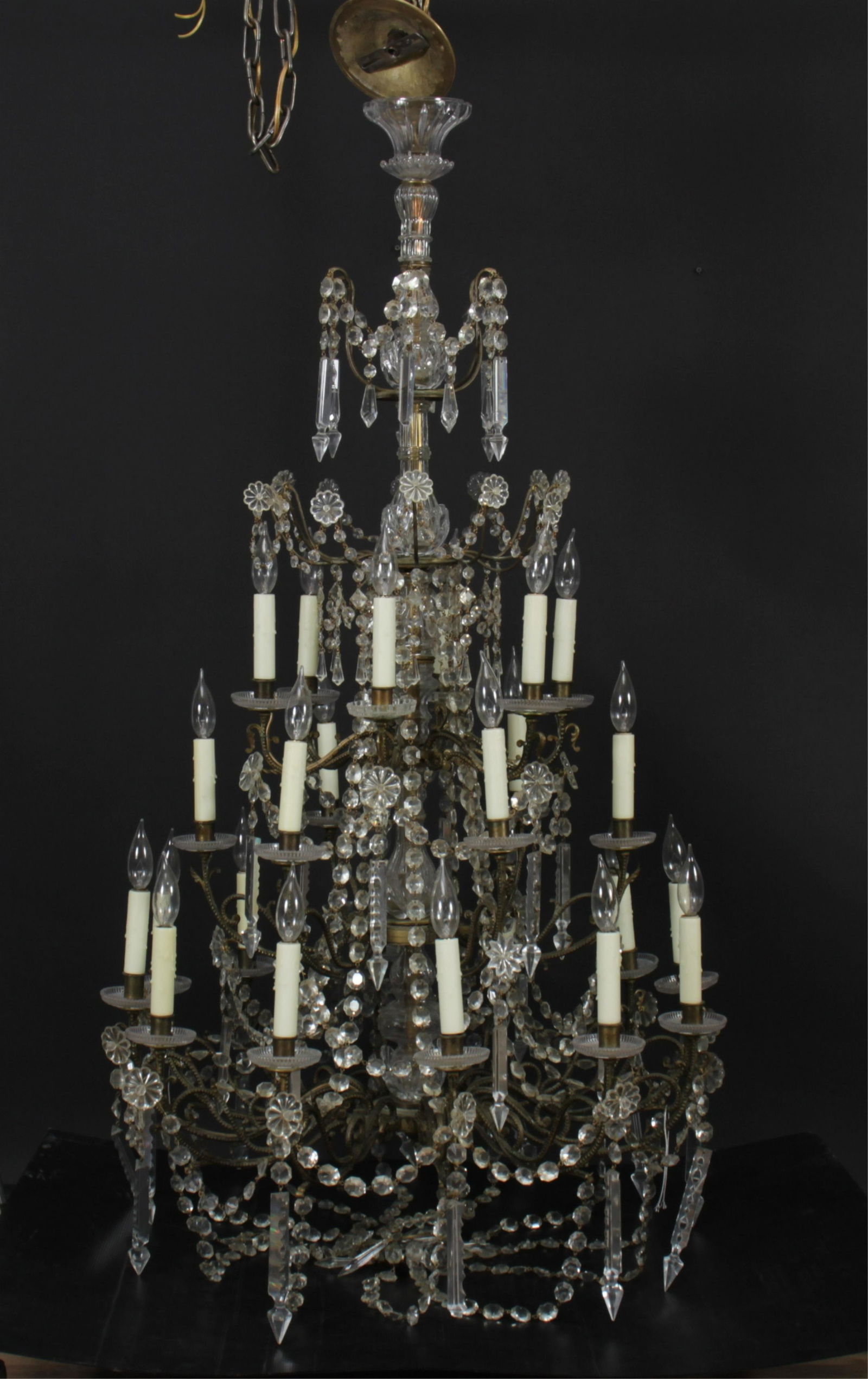 Louis XVI Style Cut Glass 24-Light Chandelier (1 of 5)