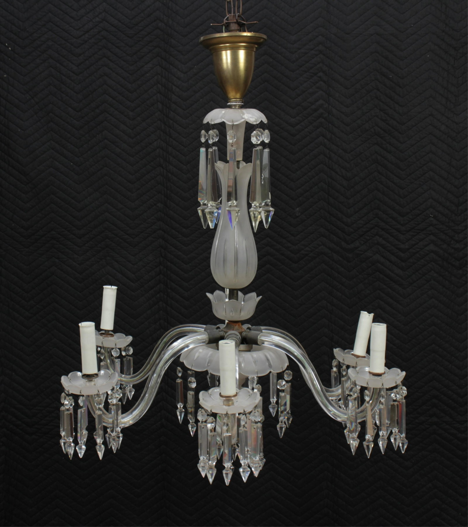 Victorian Etched & Cut Glass 6-Light Chandelier (1 of 7)