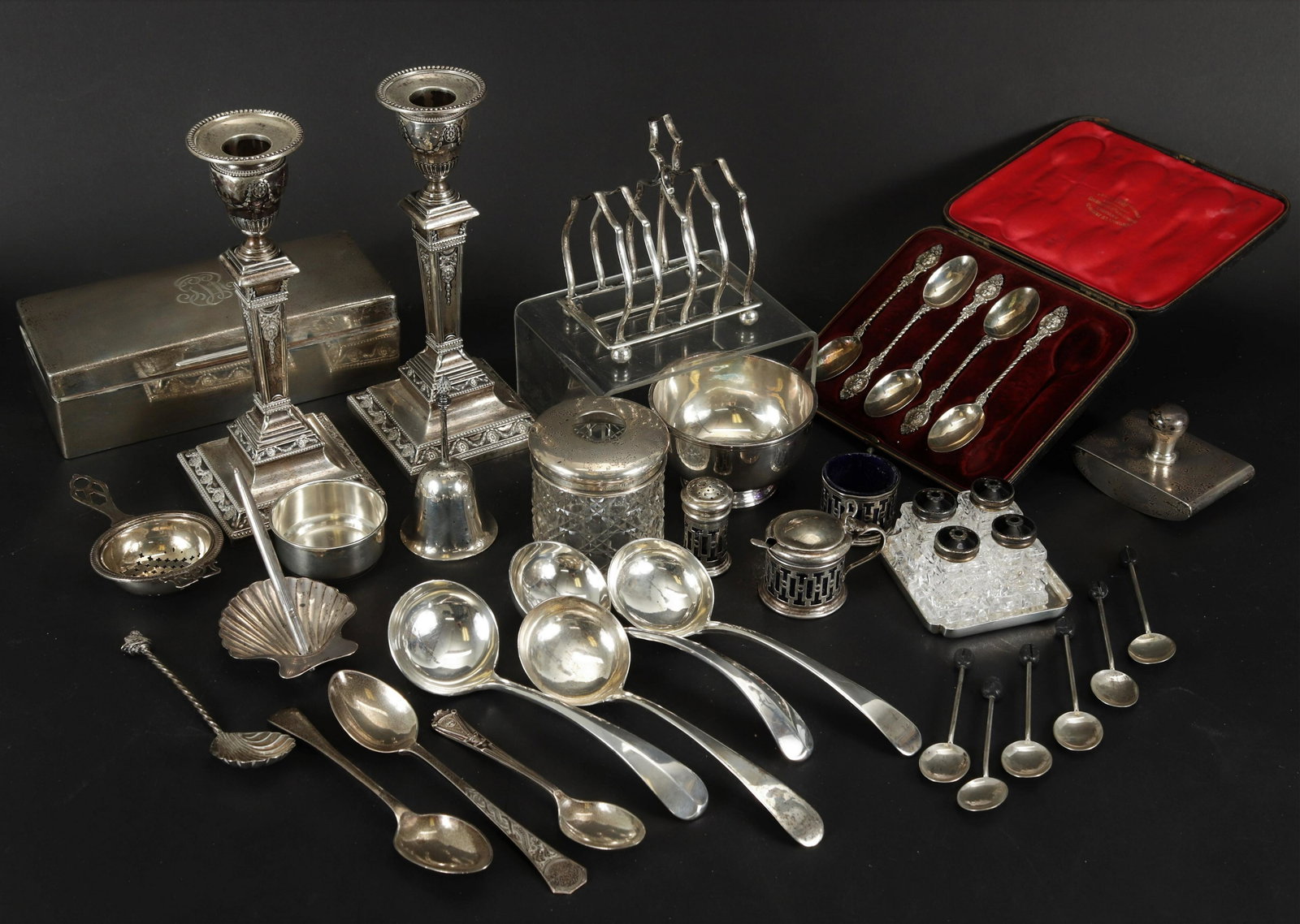 Group of English Sterling Silver Tableware, 20th C (1 of 11)