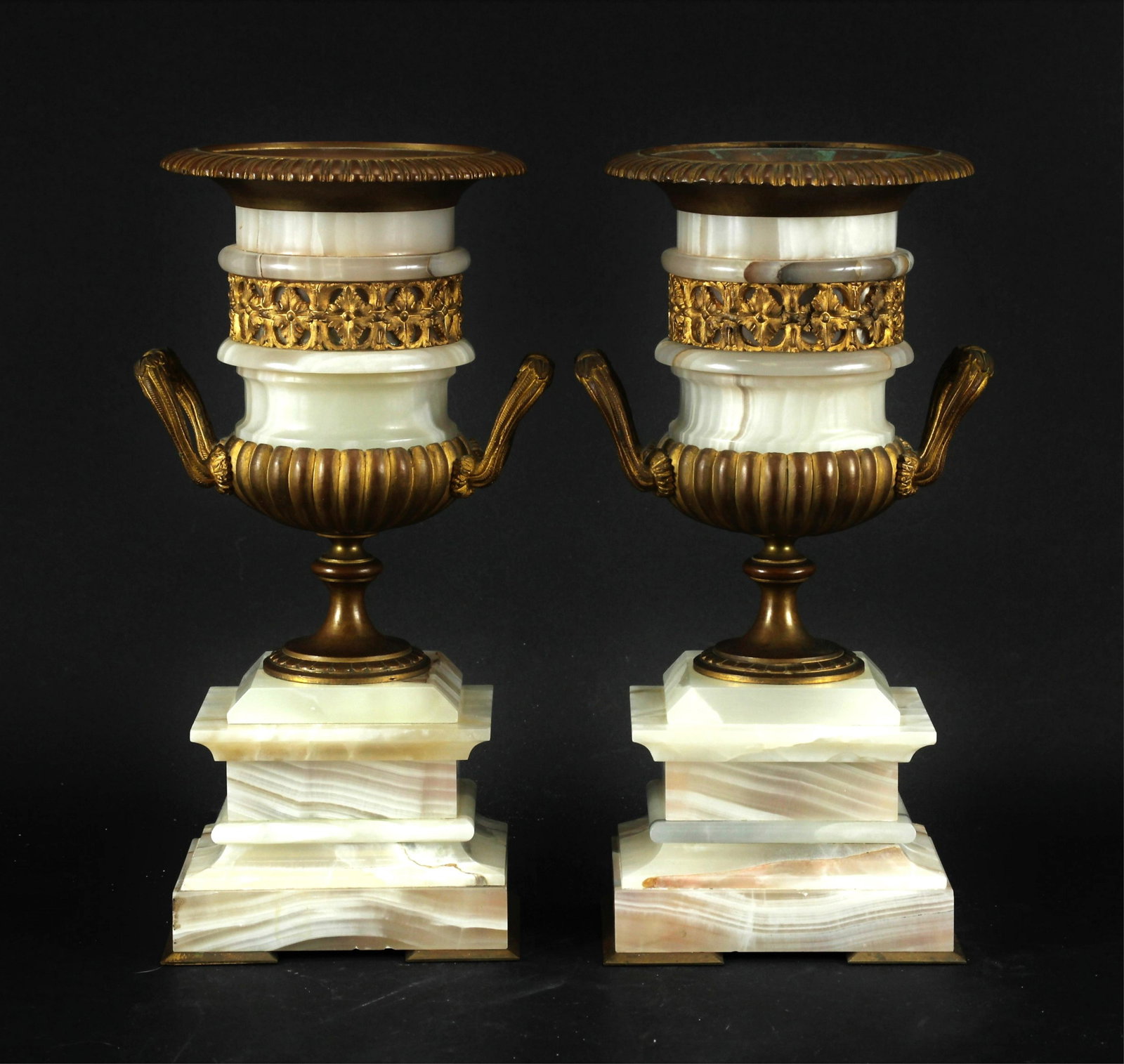 Pair of Classical Style Ormolu & Onyx Urns (1 of 8)
