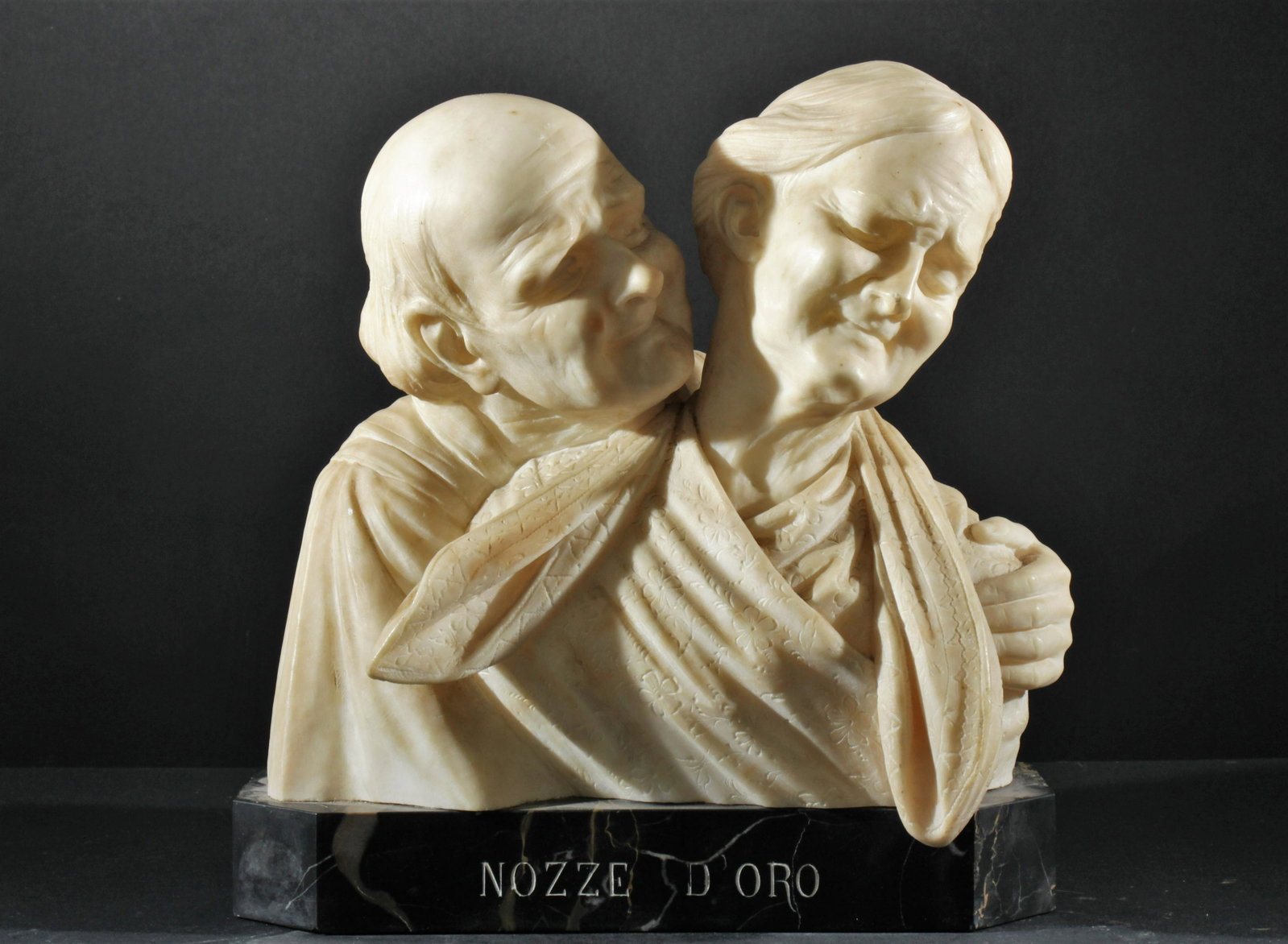 Prof. Vicki Alabaster Figural Man & Woman: Prof. Vicki Alabaster Figural Man & Woman, inscribed Vicki Fierenza Dimensions:11.5" H Property from the collection of Dr. William and Mary Smith Liebesman, Deal, NJ.