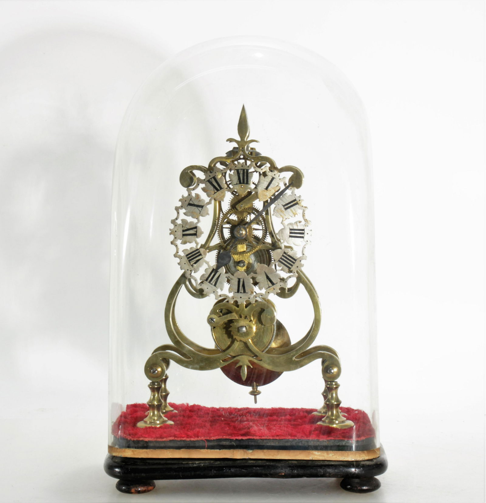 English Baroque Style Brass Skeleton Clock (1 of 6)
